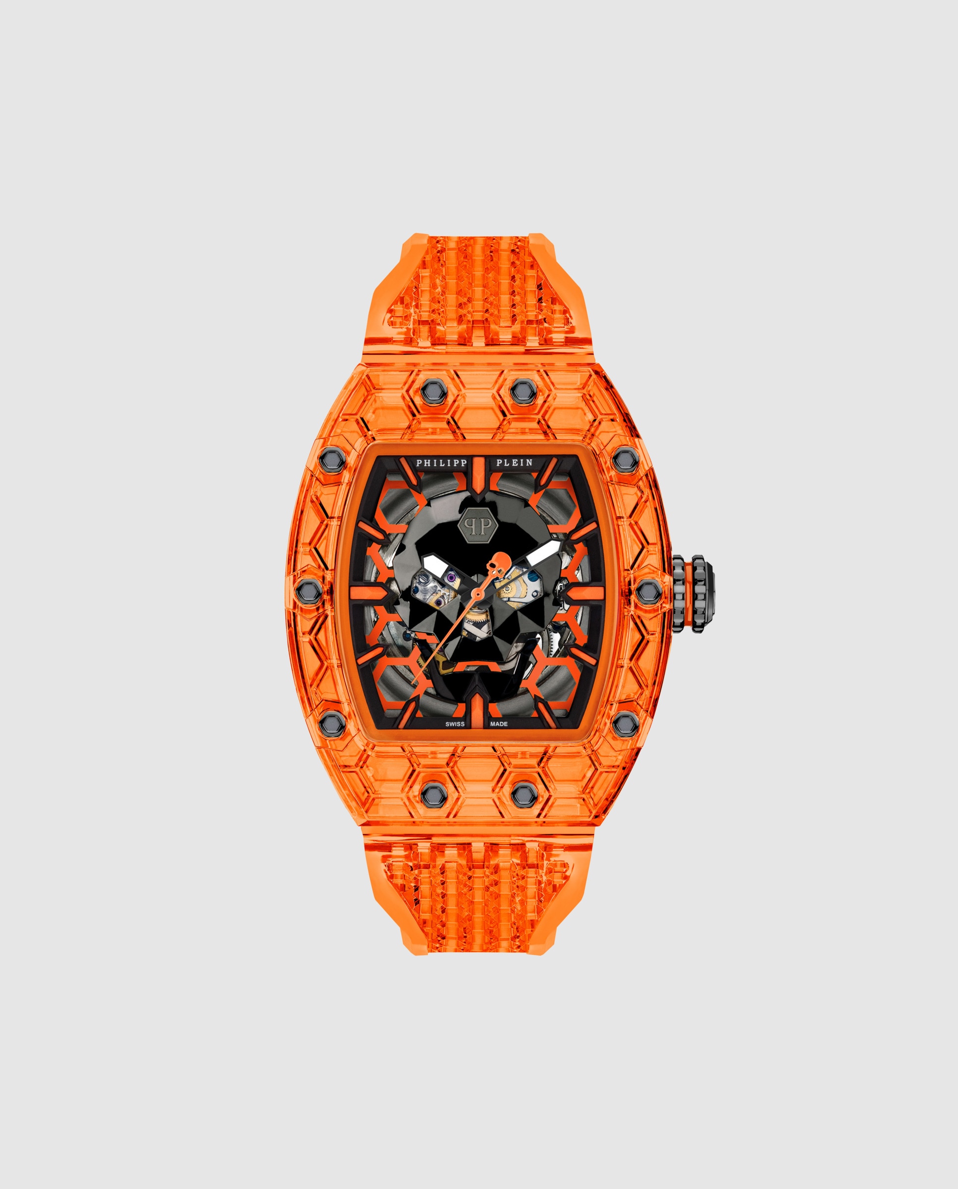 Imagen 0 de Reloj de hombre crypto king pwqaa1325 automático de pu transparente y correa transparente Naranja