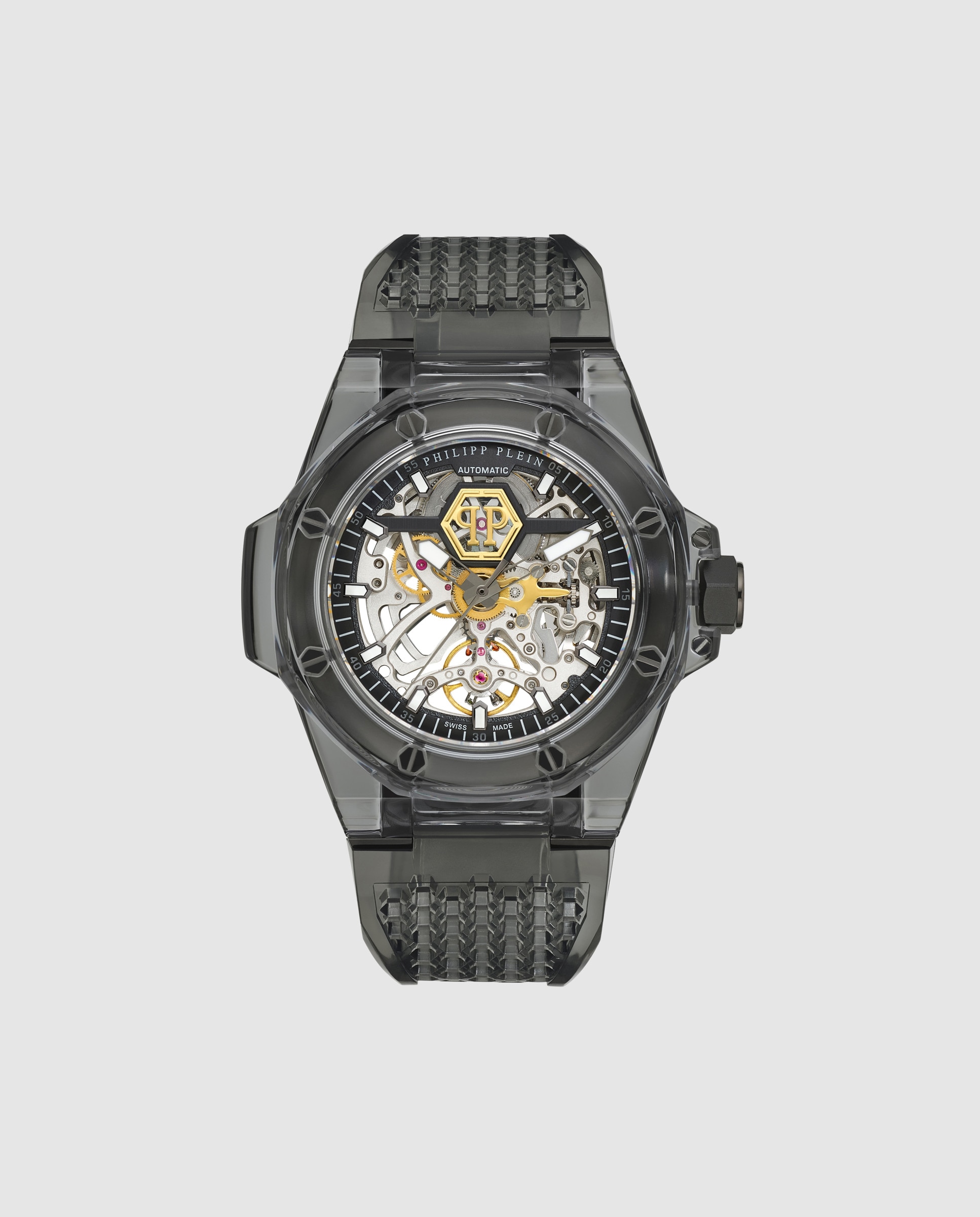 Imagen 0 de Reloj de hombre king phantom pw9fa0225 automático de pu transparente y correa transparente Negro