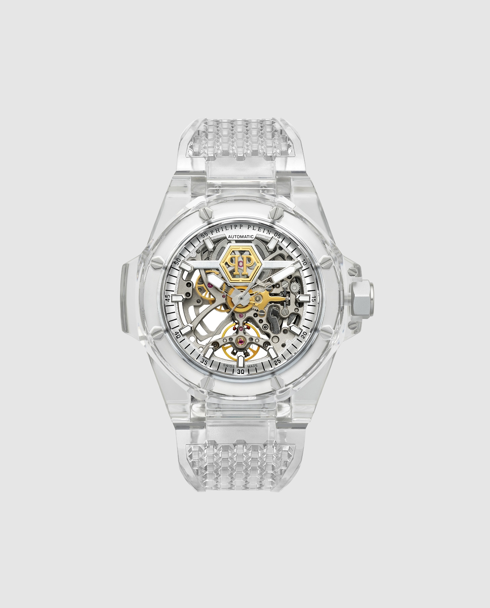 Imagen 0 de Reloj de hombre king phantom pw9fa0325 automático de pu transparente y correa transparente Blanco