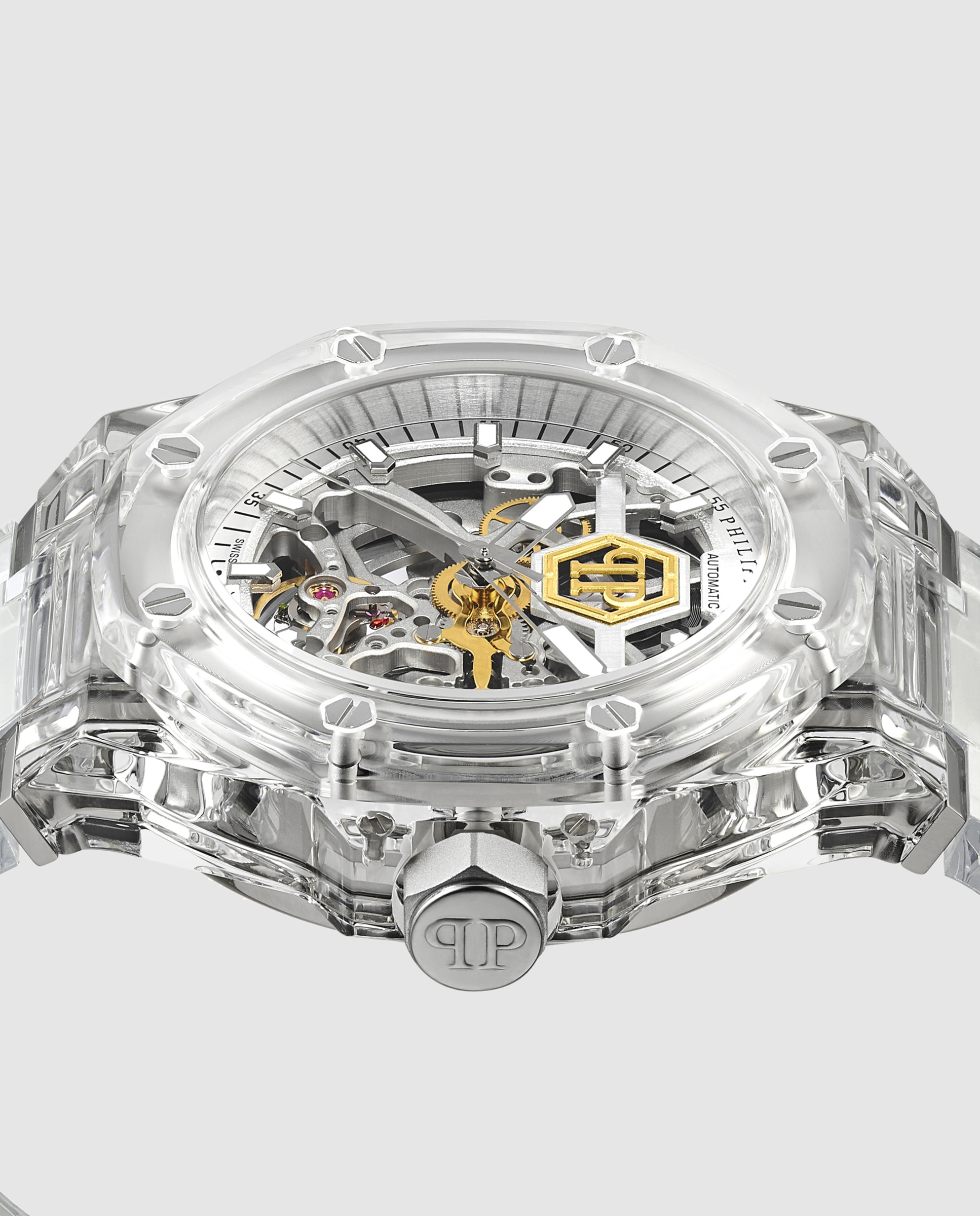 Reloj de hombre king phantom pw9fa0325 automático de pu transparente y correa transparente - Philipp Plein - Blanco Blanco-2