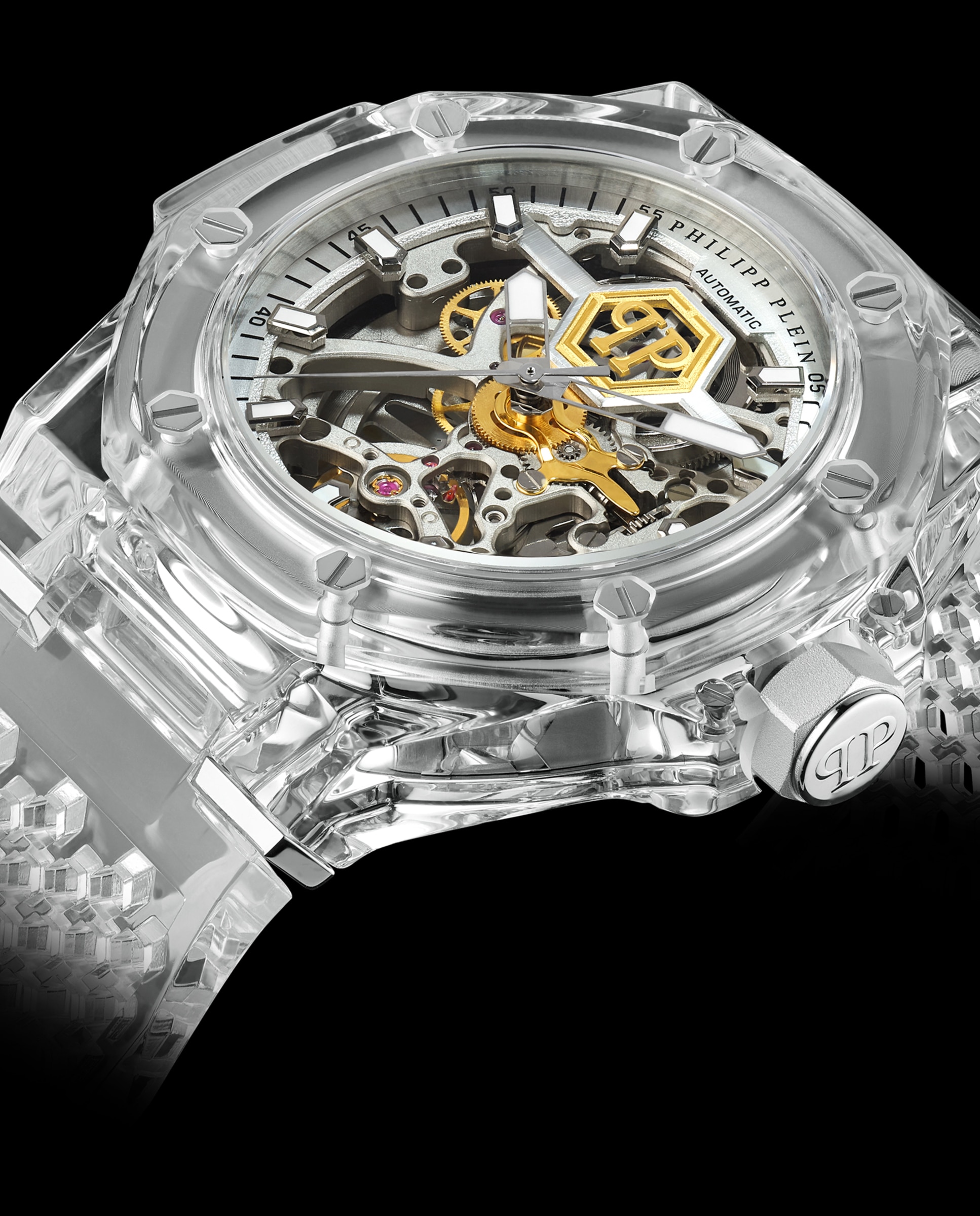 Reloj de hombre king phantom pw9fa0325 automático de pu transparente y correa transparente - Philipp Plein - Blanco Blanco-3