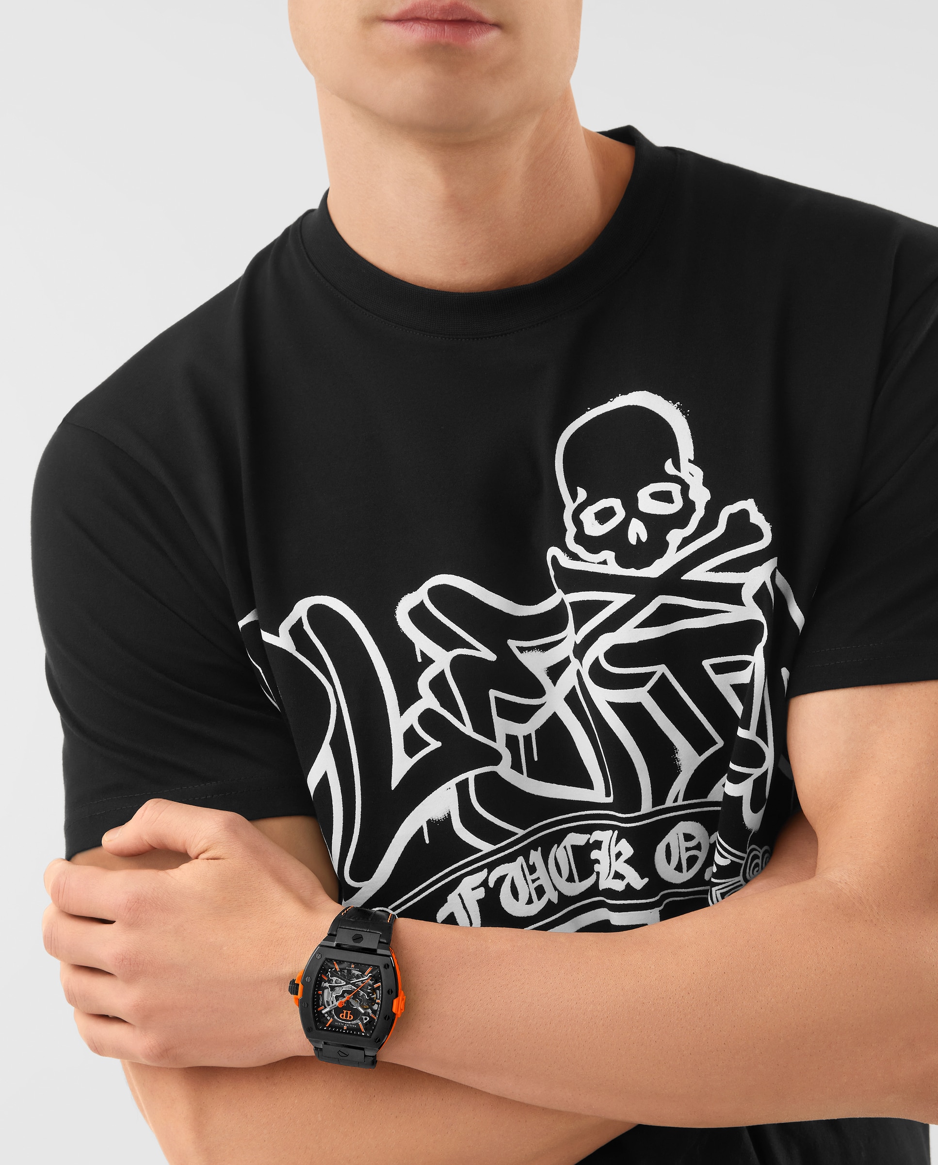 Reloj de hombre the skeleton 2 0 pwjfa1326 automático de piel y correa negra - Philipp Plein - Negro Negro-4