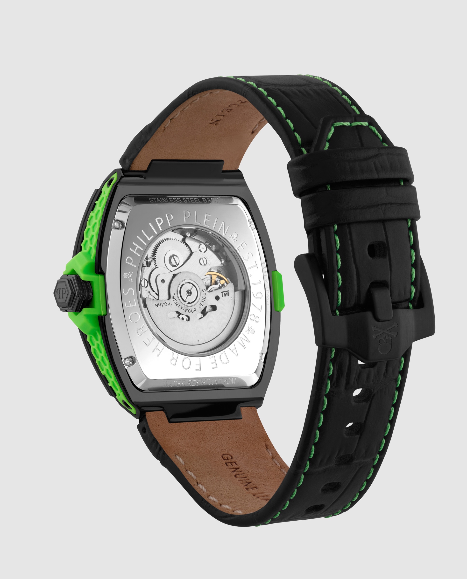 Reloj de hombre the skeleton 2 0 pwjfa1426 automático de piel y correa negra - Philipp Plein - Negro Negro-3