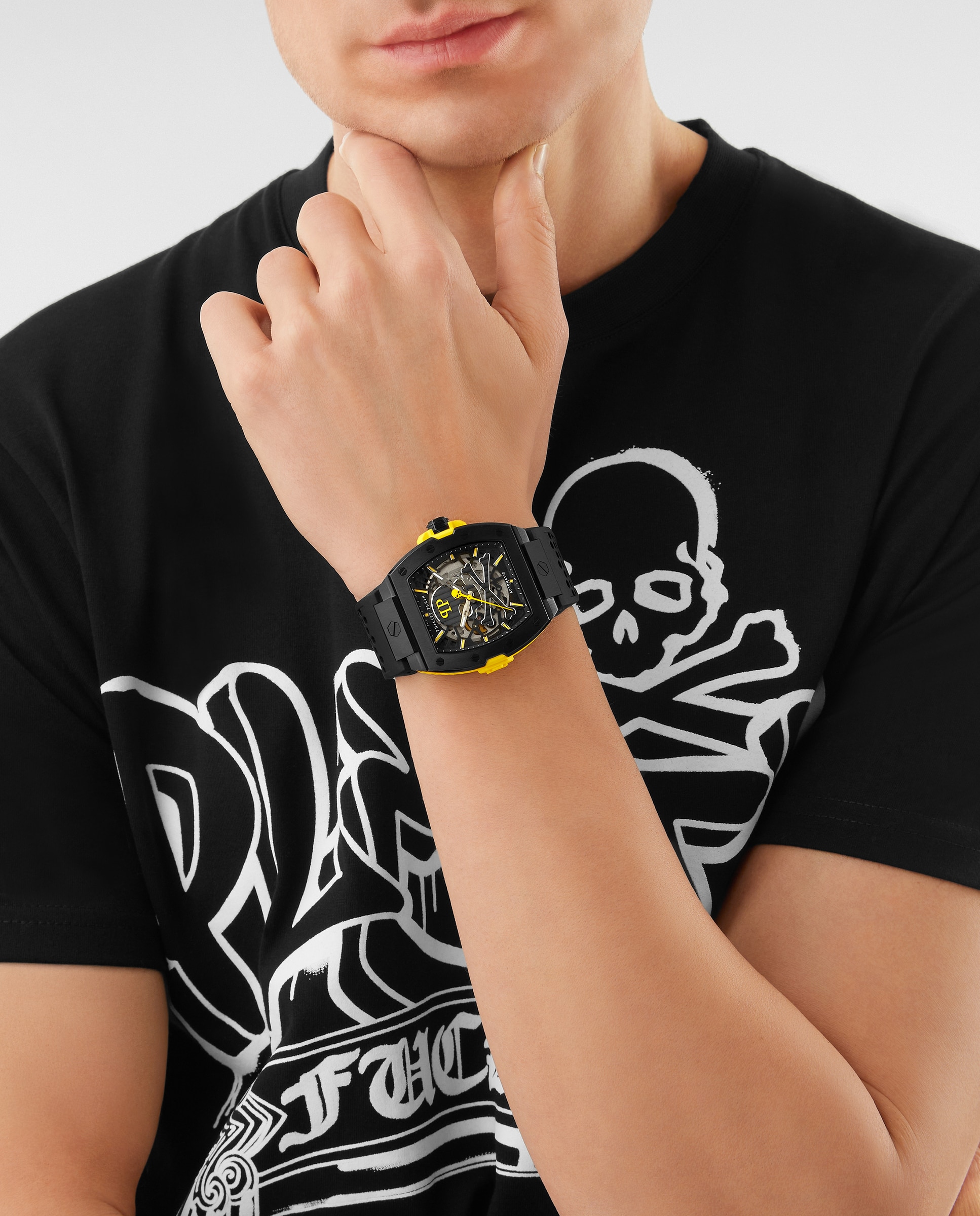 Reloj de hombre the skeleton 2 0 pwjfa1526 automático de silicona y correa negra - Philipp Plein - Negro Negro-4