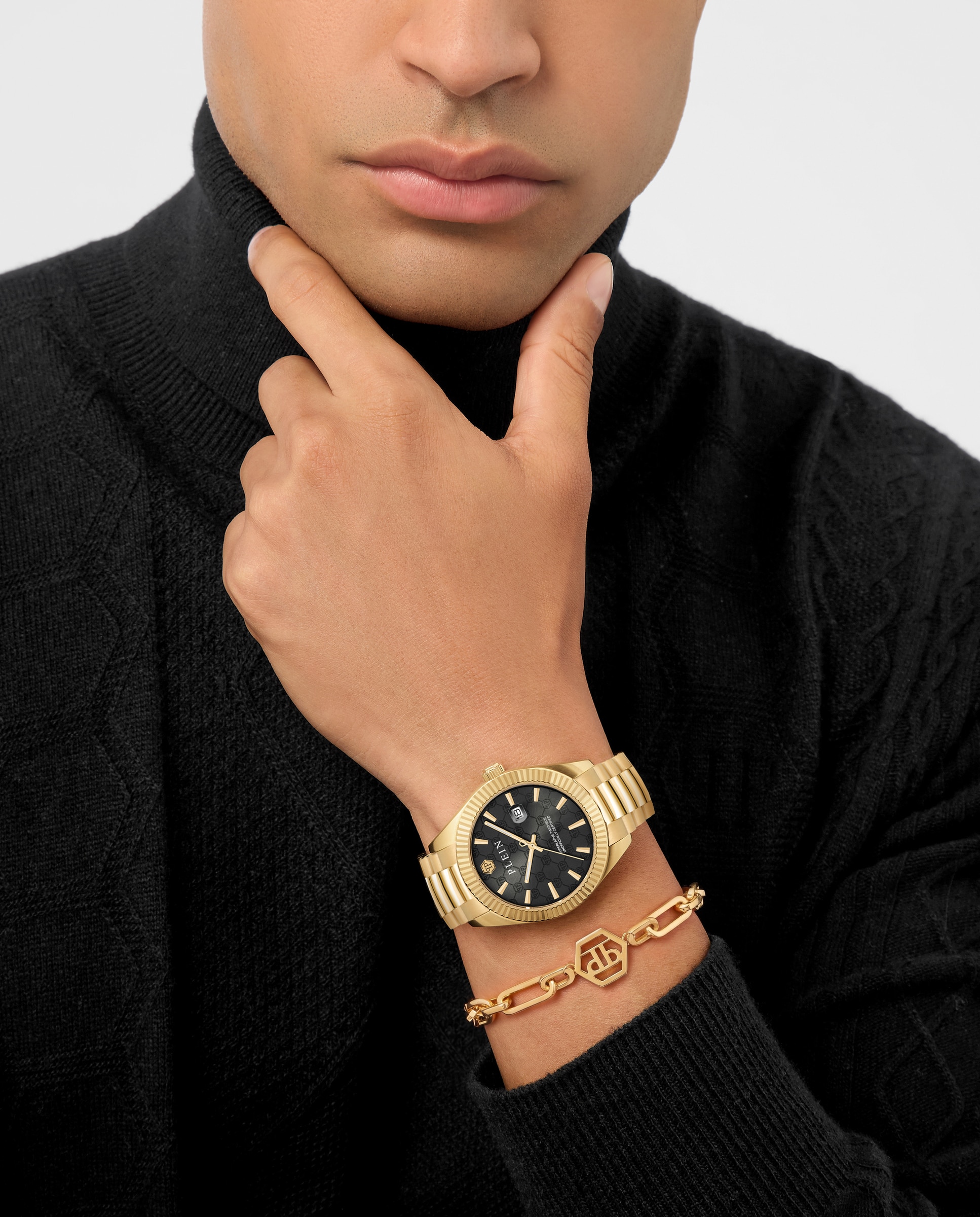 Reloj de hombre date superlative pwdha0426 de acero y correa dorada - Philipp Plein - Oro Oro-6