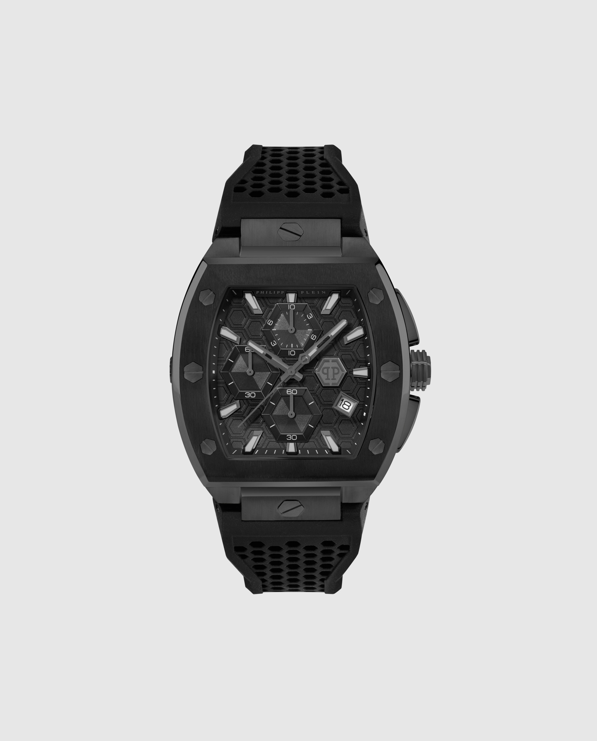 Imagen 0 de Reloj de hombre hexagon phantom chrono pwhha0326 de silicona y correa negra Negro