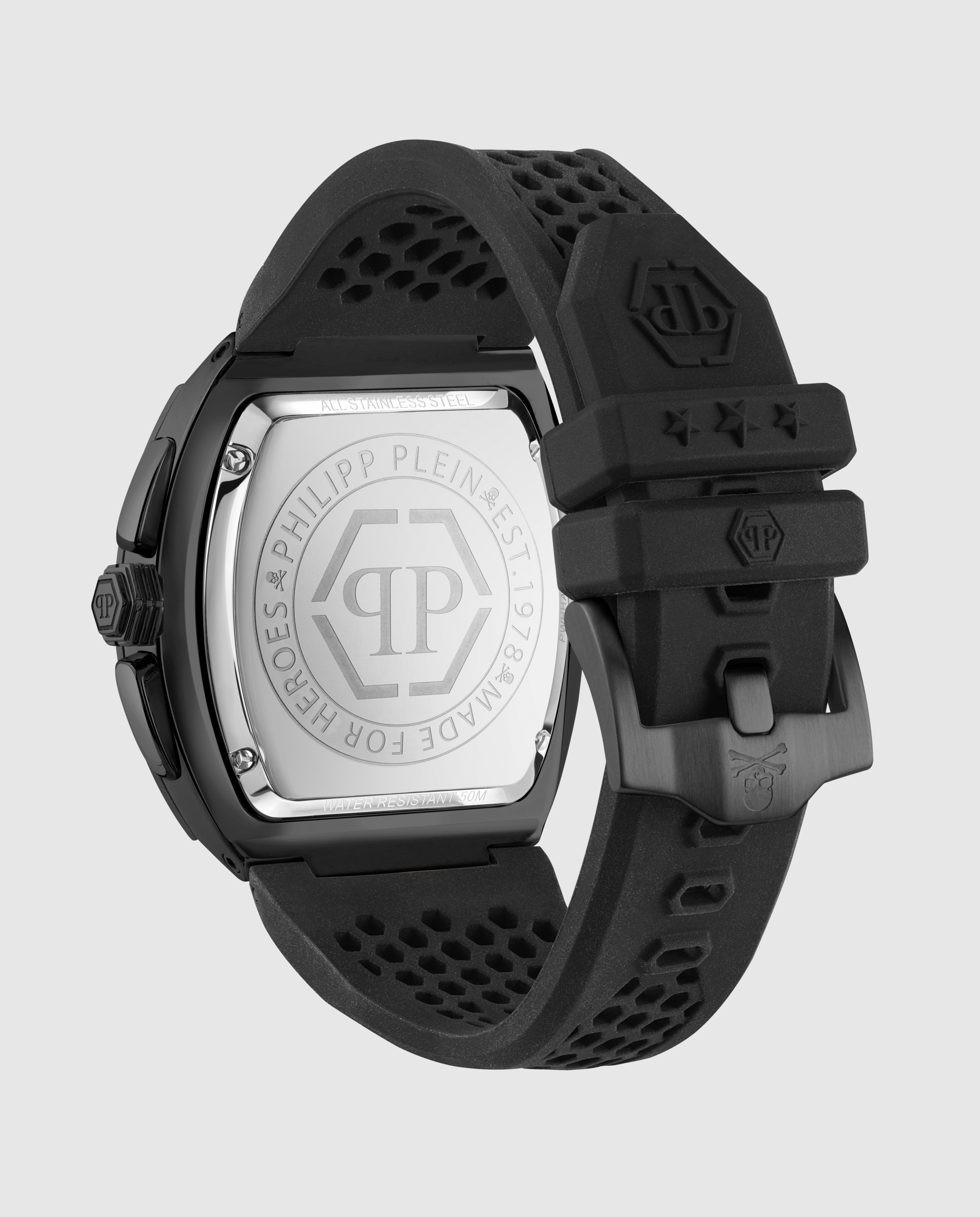 Reloj de hombre hexagon phantom chrono pwhha0326 de silicona y correa negra - Philipp Plein - Negro Negro-3