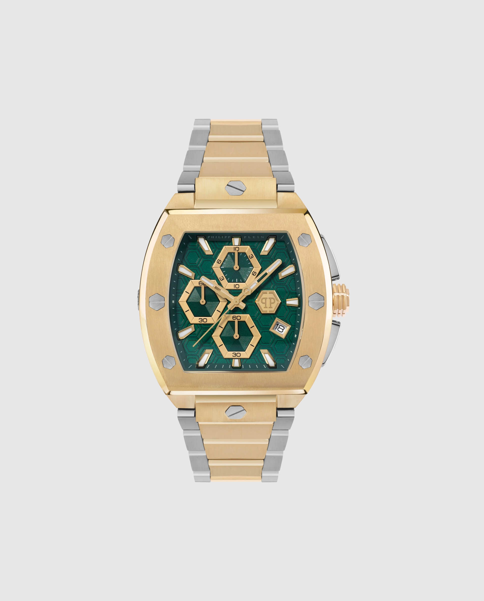 Imagen 0 de Reloj de hombre hexagon phantom chrono pwhha0526 de acero y correa dorada Plata