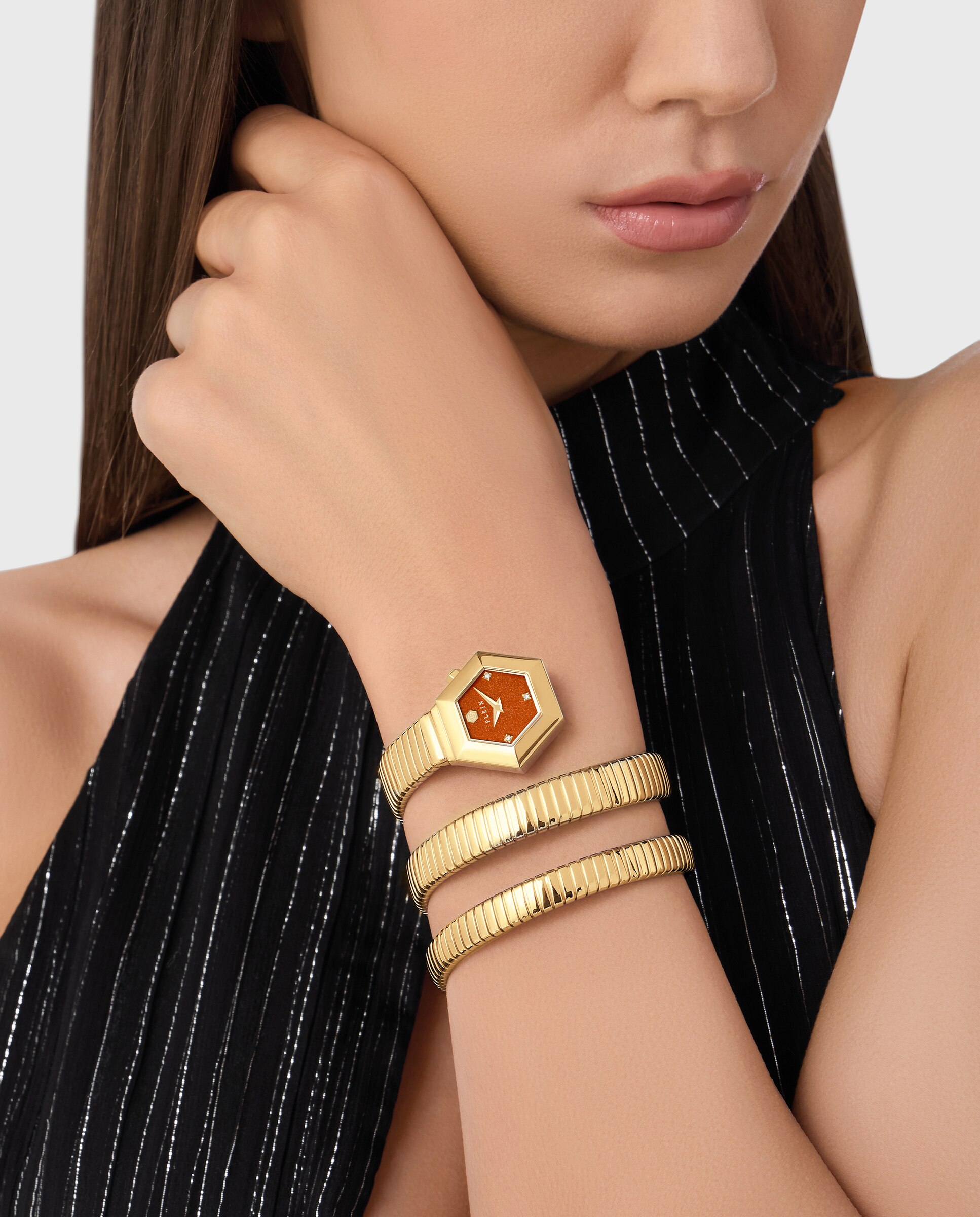 Reloj de mujer $nake hexagon pwzaa1226 de acero y correa dorada - Philipp Plein - Oro Oro-4