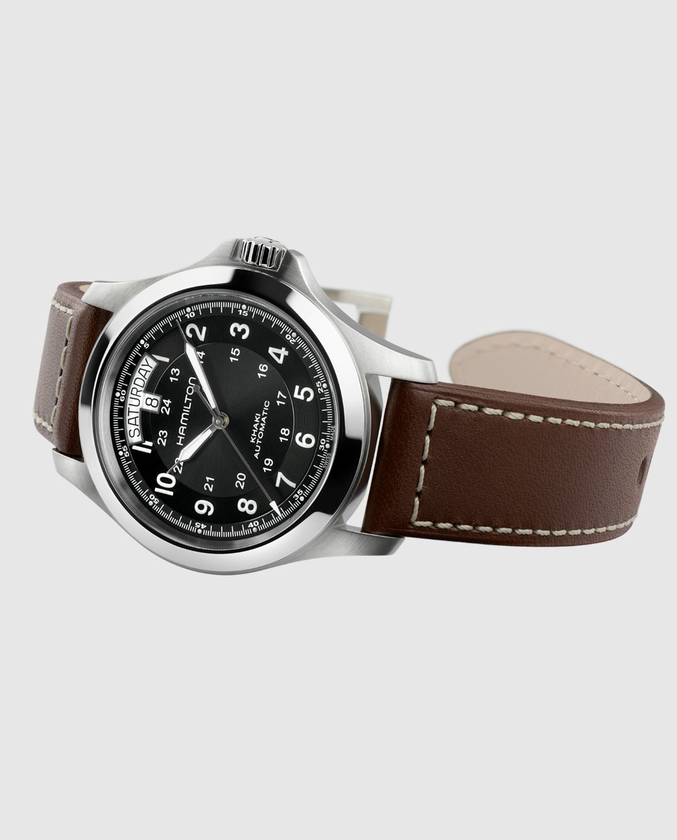 Imagen 2 de Reloj de hombre automático Khaki Field King de 40 mm H64455533 con calendario y correa de piel - Hamilton - Marrón Marrón