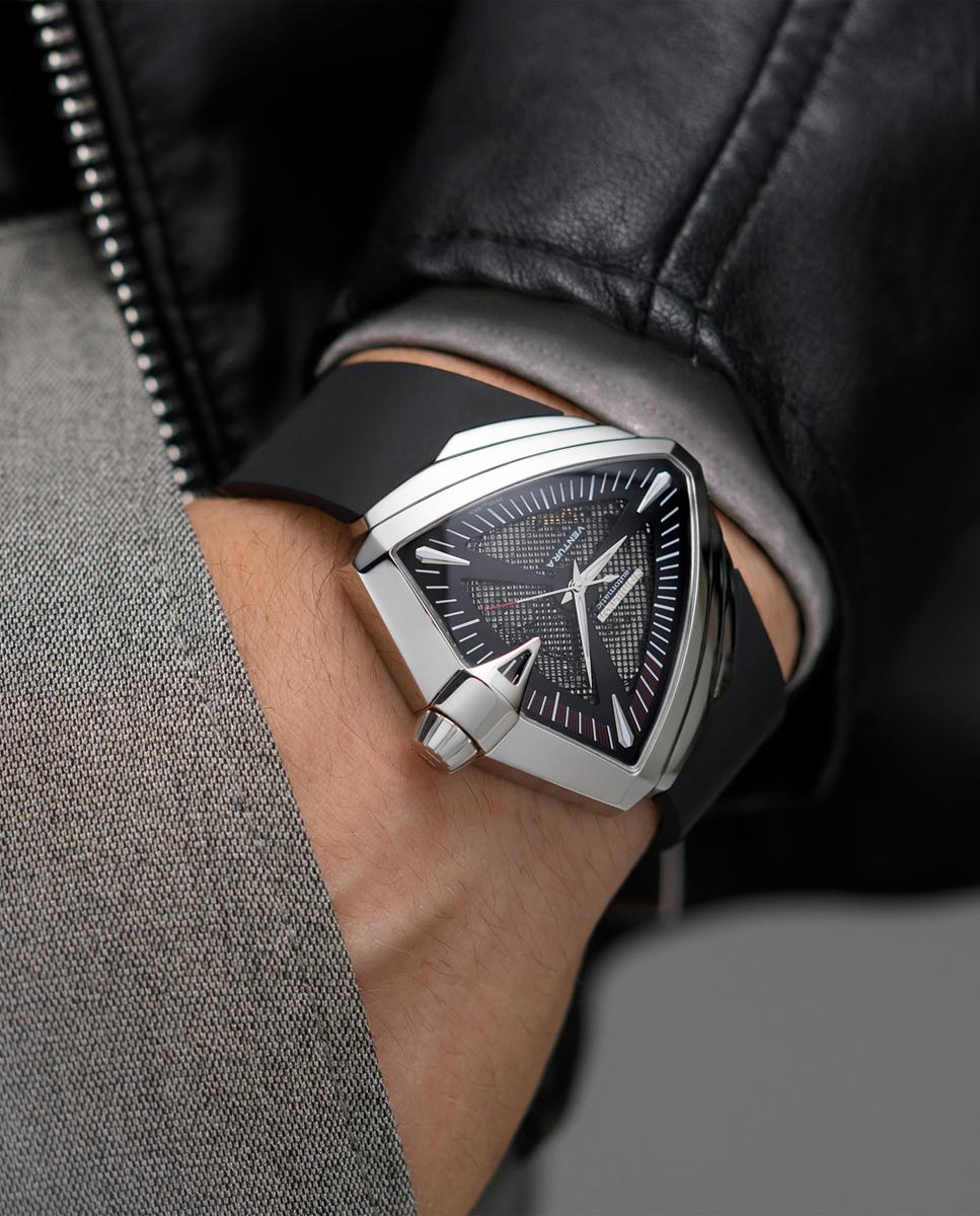 Reloj de hombre automático ventura xxl h24655331 con correa de caucho - Hamilton - Marrón Marrón-4