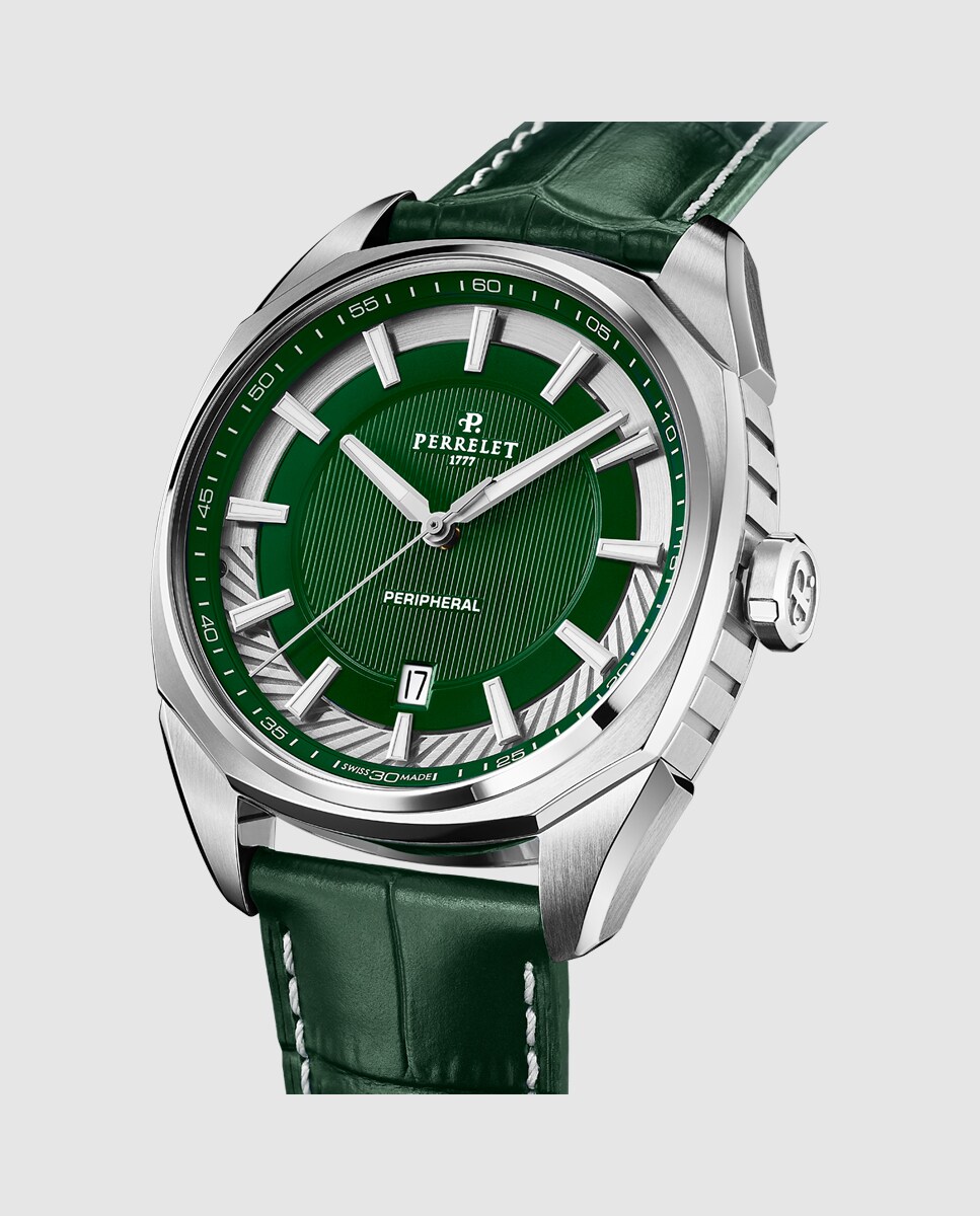 Reloj de hombre A1100/5 Lab Peripheral de piel verde Verde-2