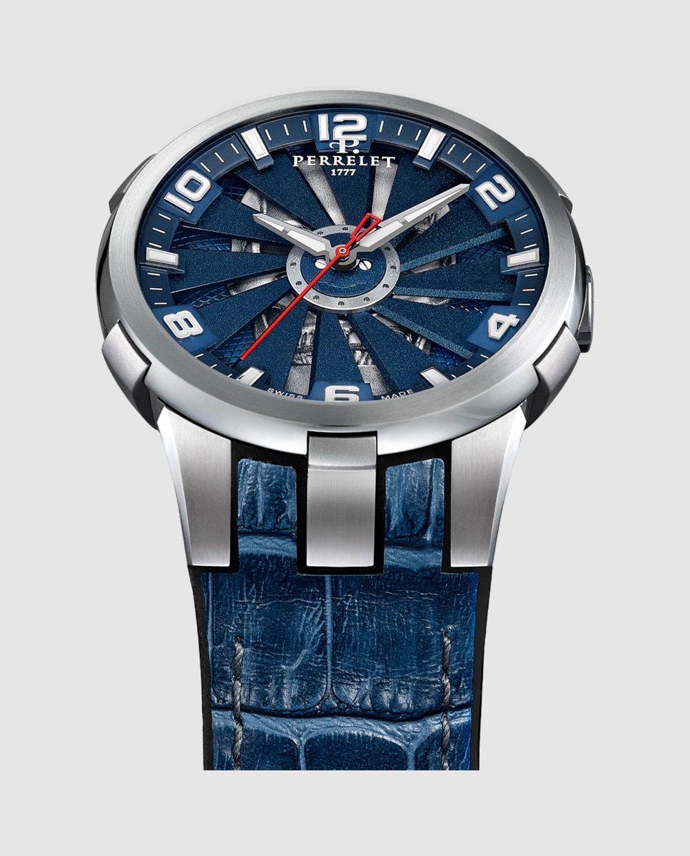 Relógio A1092/s1 Turbine Skull de Pele em Azul Azul-3