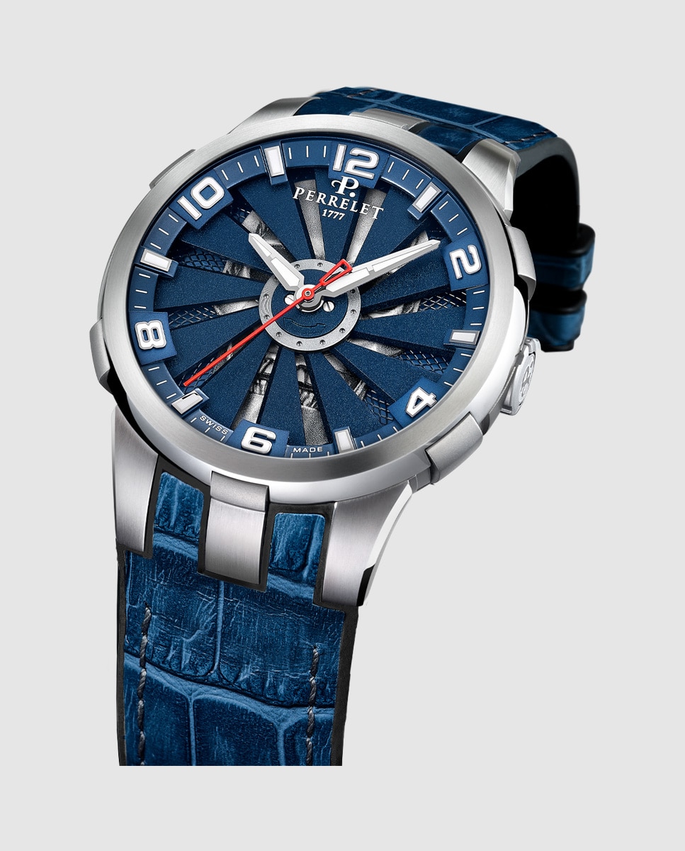 Relógio A1092/s1 Turbine Skull de Pele em Azul Azul-4