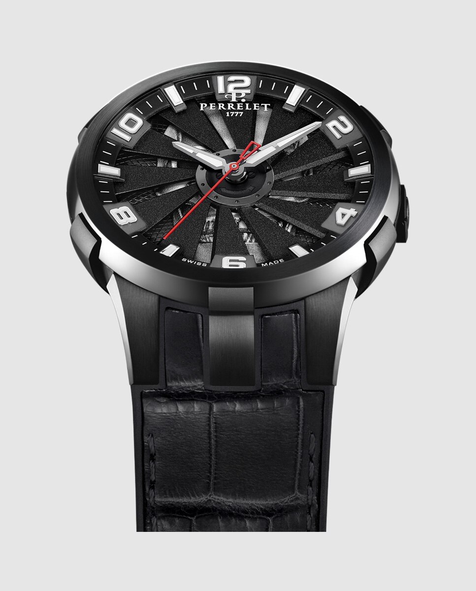 Relógio A1093/s1 Turbine Skull de Pele em Preto Preto-3
