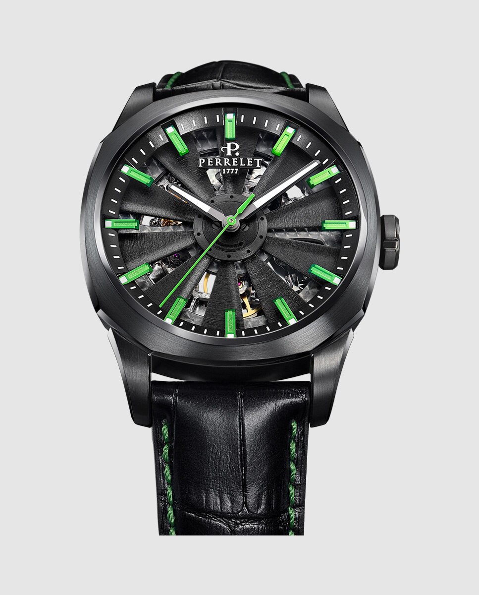 Reloj de hombre a1062/1 turbine urban skeleton de piel - Perrelet - Negro Negro-2