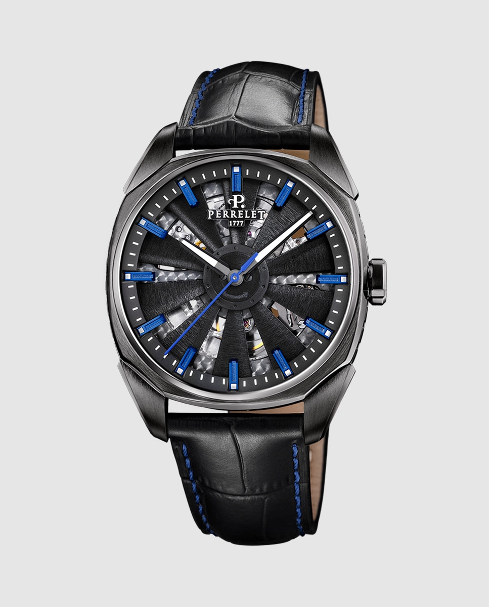 Reloj de hombre a1062/2 turbine urban skeleton de piel - Perrelet - Negro Negro-1