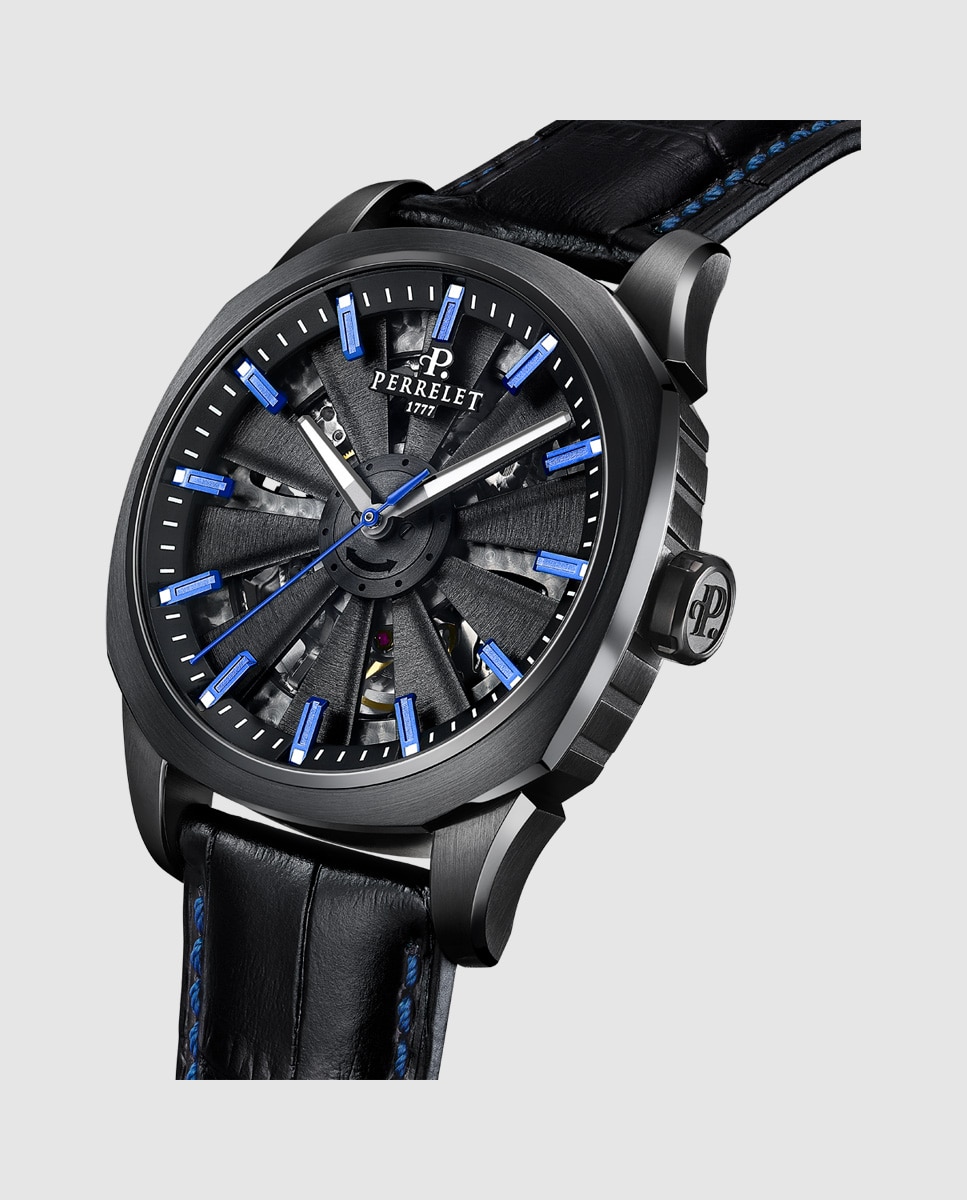 Reloj de hombre a1062/2 turbine urban skeleton de piel - Perrelet - Negro Negro-3