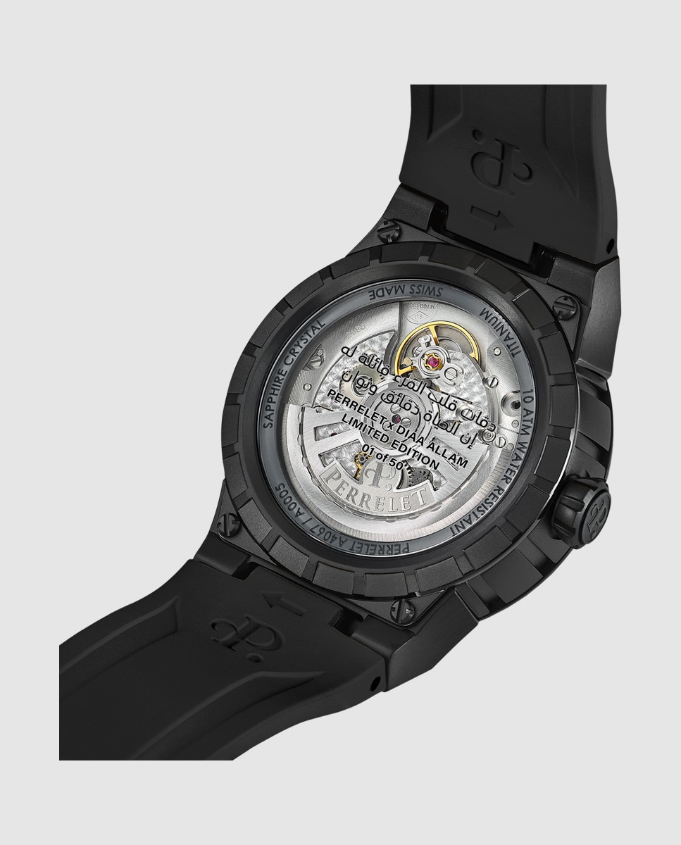 Reloj de hombre a4067/s8 turbine de caucho negro Negro Perrelet