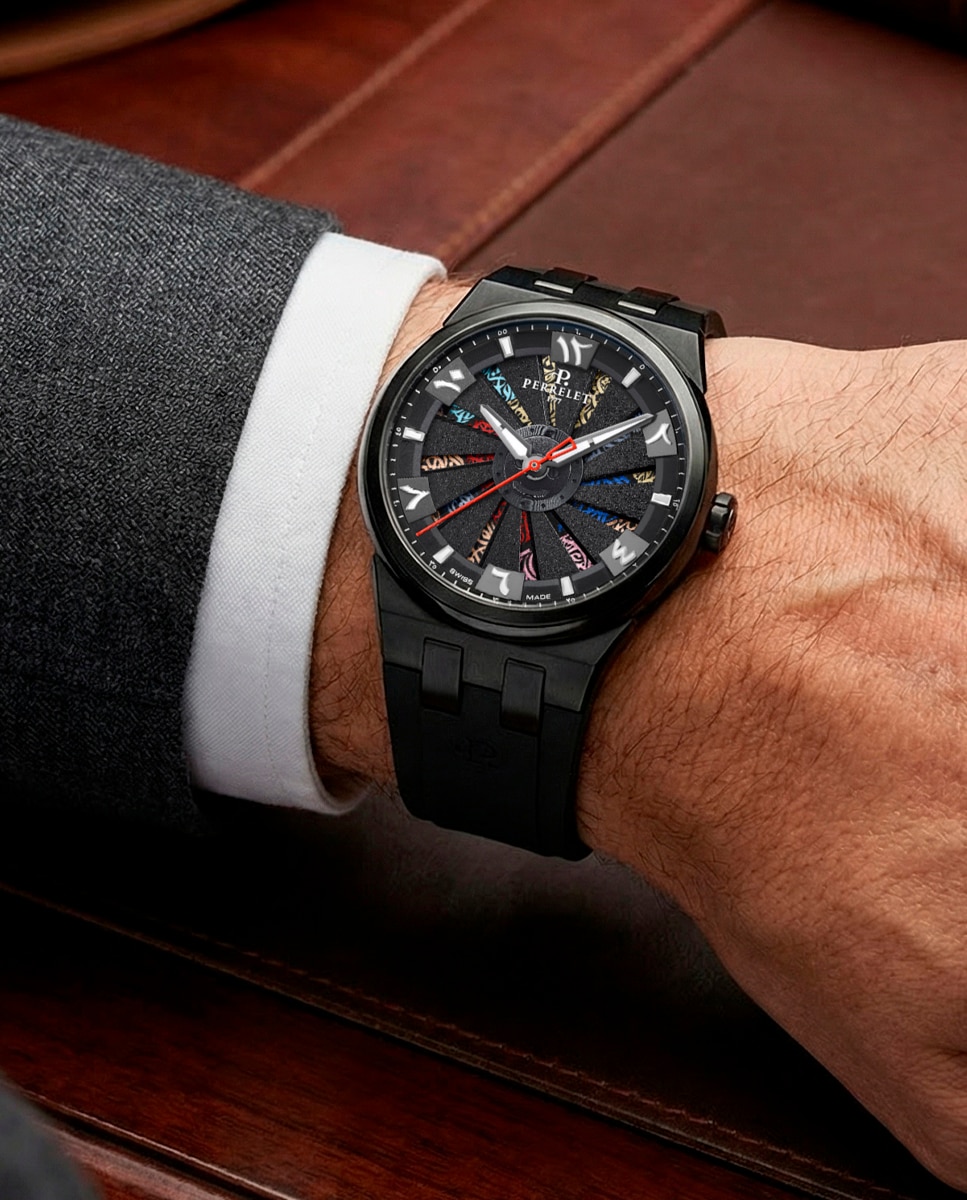 Reloj de hombre a4067/s8 turbine de caucho negro Negro Perrelet