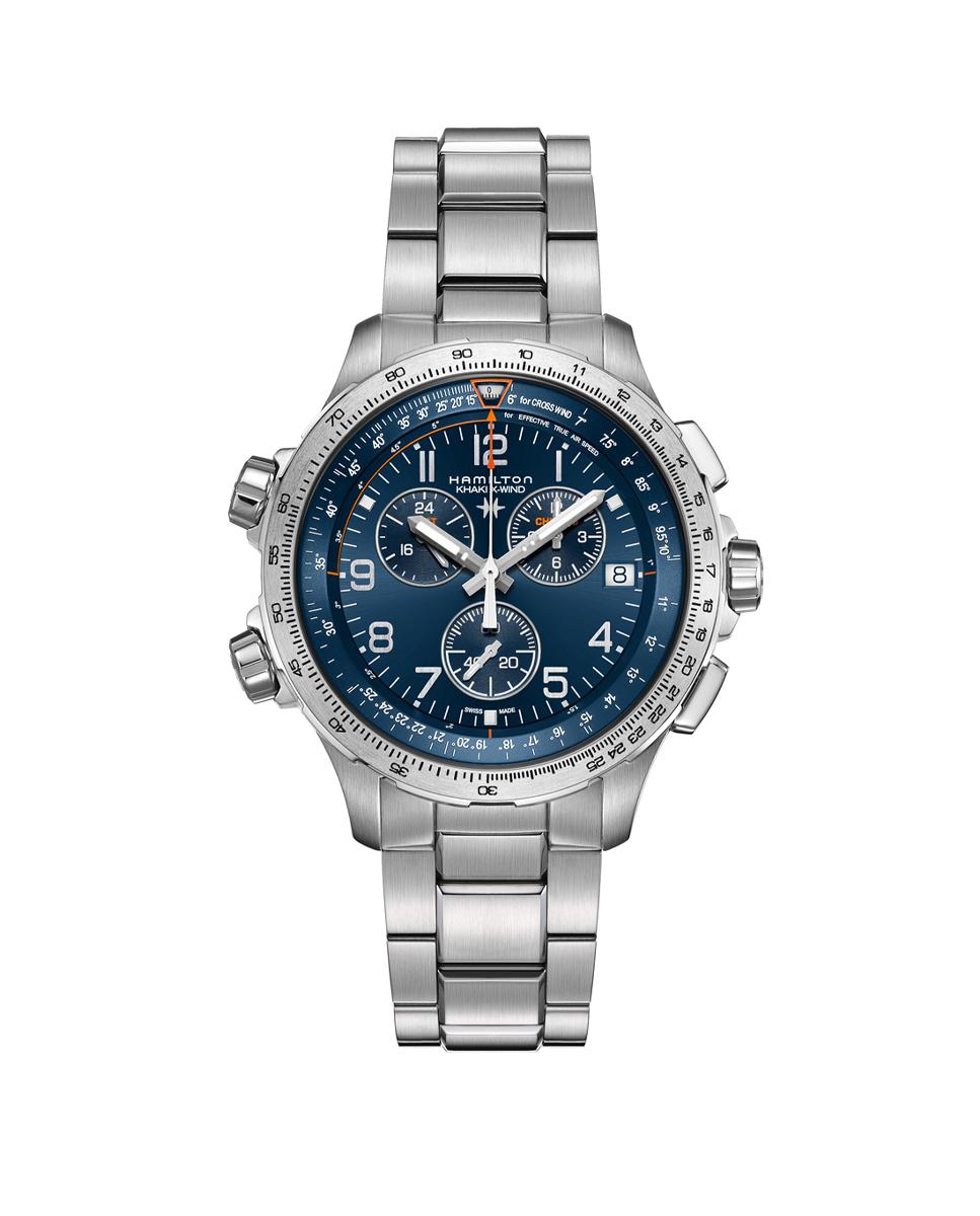 Imagen 0 de Reloj de hombre khaki aviation x-wind de 46 mm h77922141 de acero con cronógrafo Plata