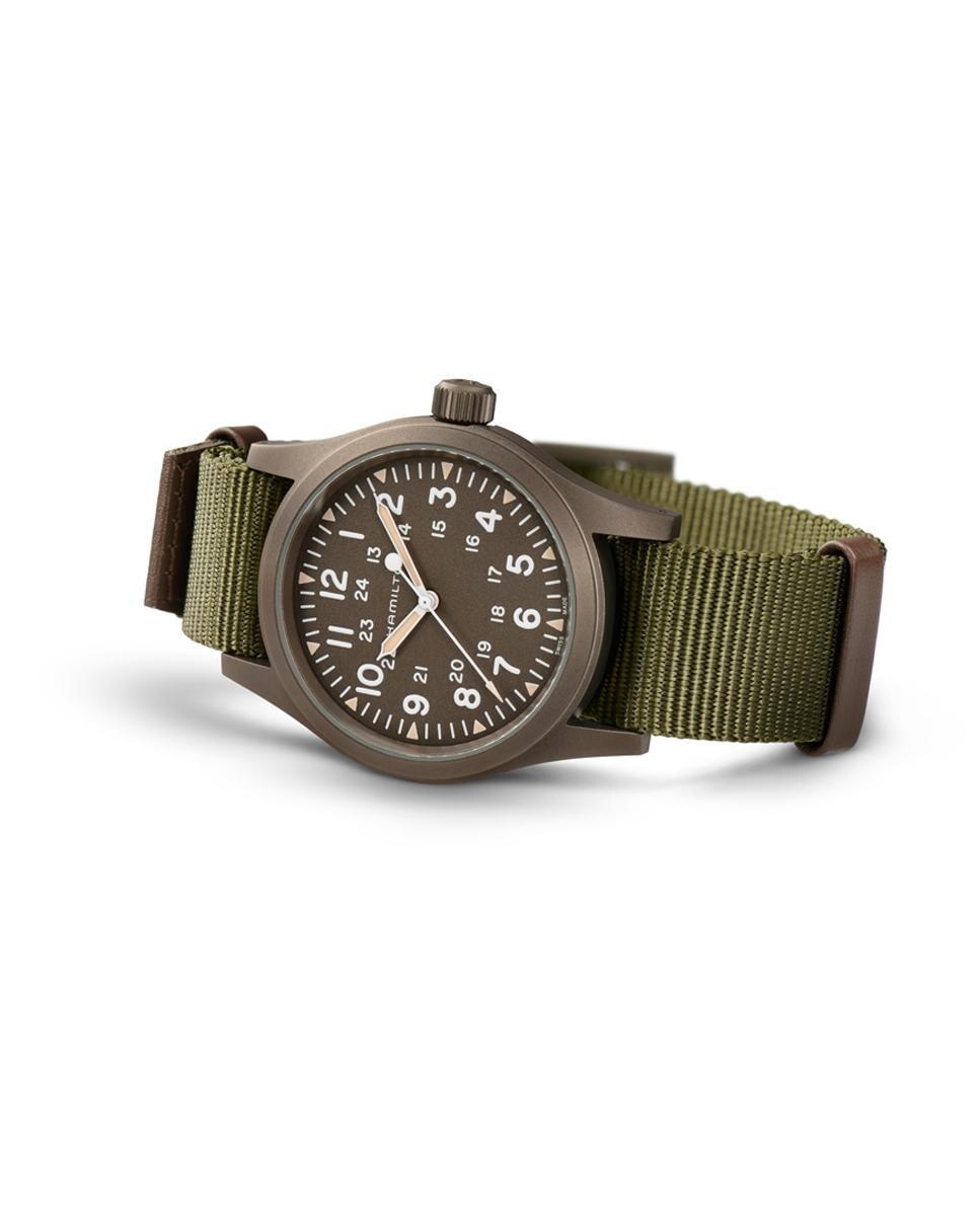 Reloj de hombre mecánico Khaki Field de 38 mm H69449961 con correa textil Verde-2