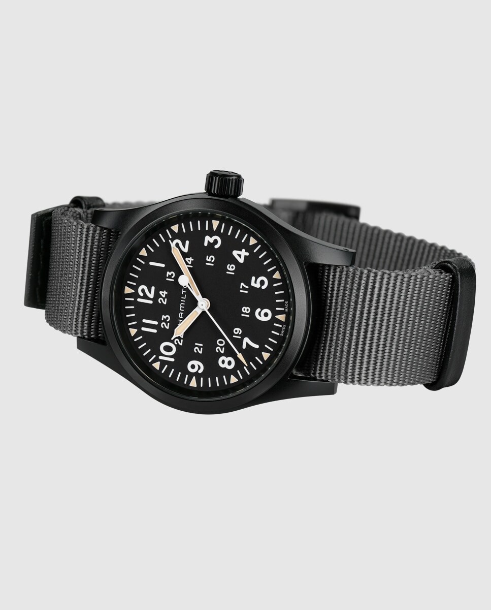 Reloj de hombre mecánico Khaki Field de 38 mm H69409930 con correa textil Gris-2