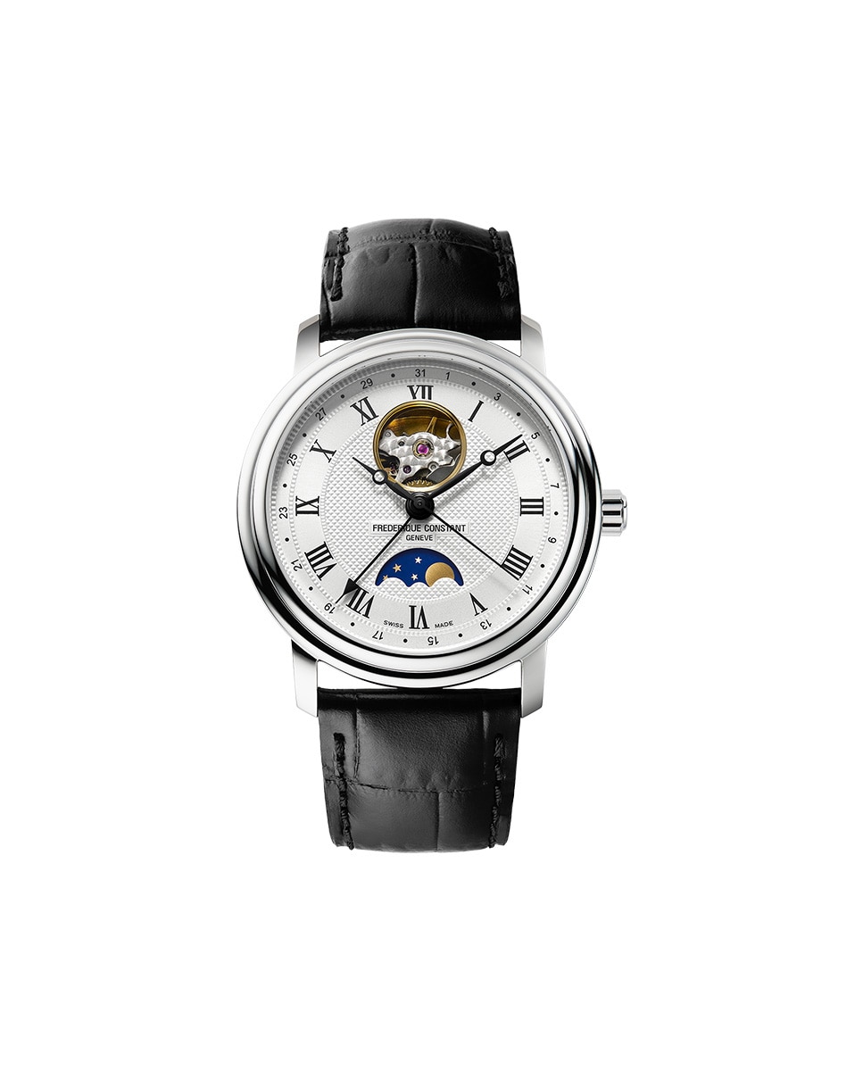 Imagen 0 de Reloj de hombre classics fc-335mc4p6 automático heart beat moonphase date esfera plata caja de acero Negro