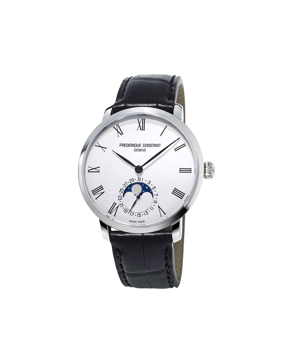 Reloj de hombre Manufacture FC-715S4H6 automatic moonphase esfera plata caja de acero Negro-1