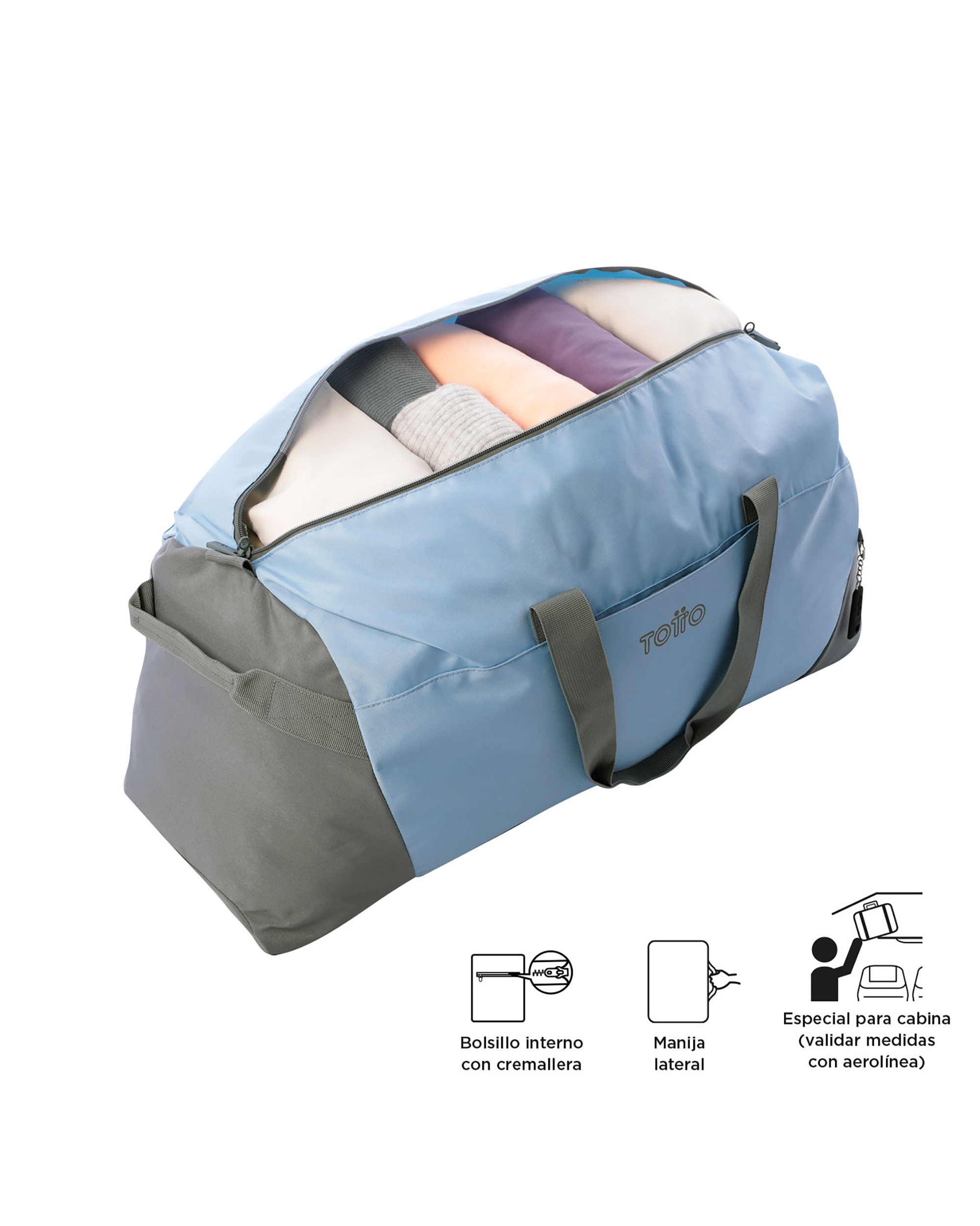 Bolsa grande Active Pro L con capacidad 56 L - Totto - Azul claro Azul claro-4