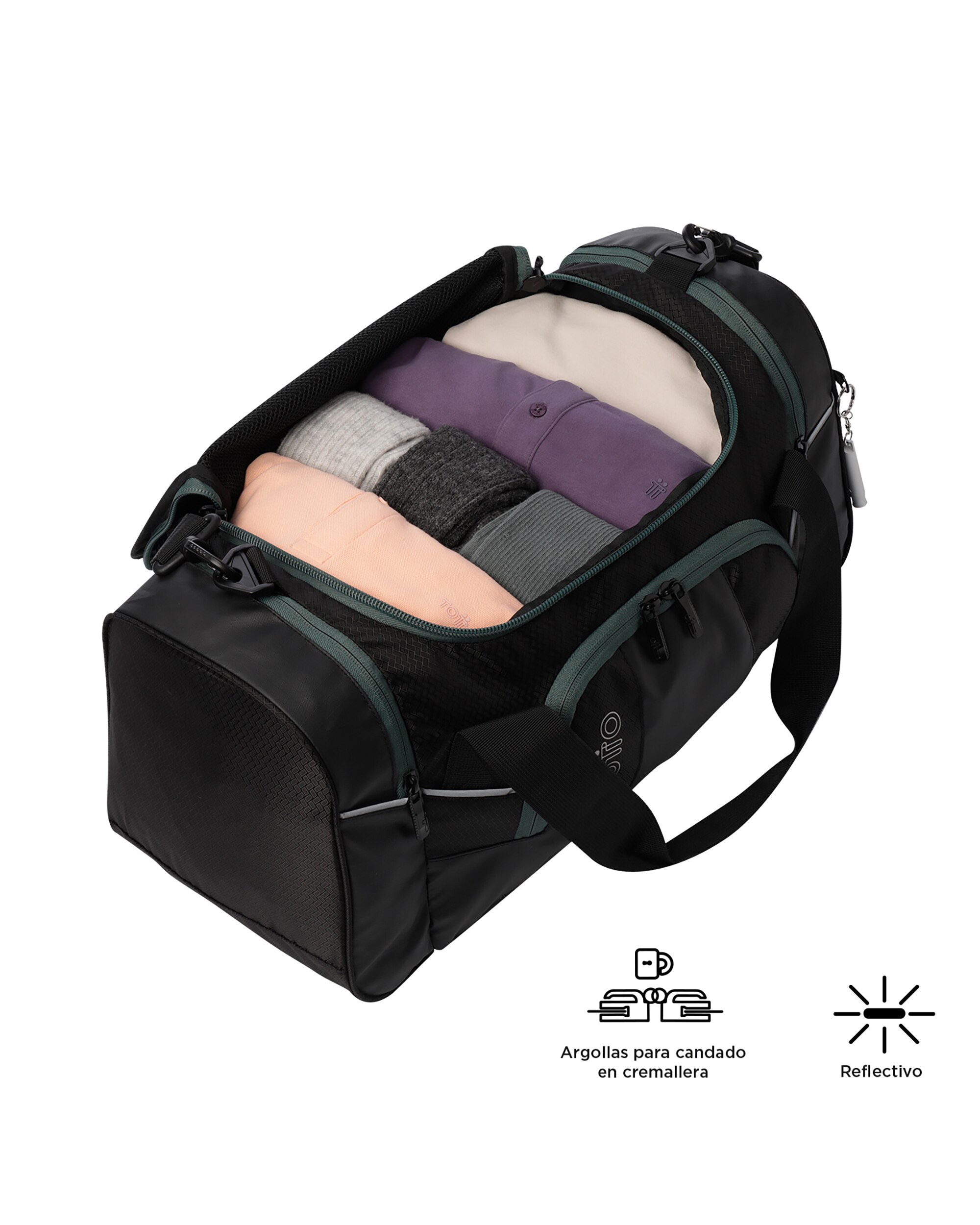 Bolsa grande Tek 20 con capacidad 30 L - Totto - Negro / Gris Negro / Gris-4