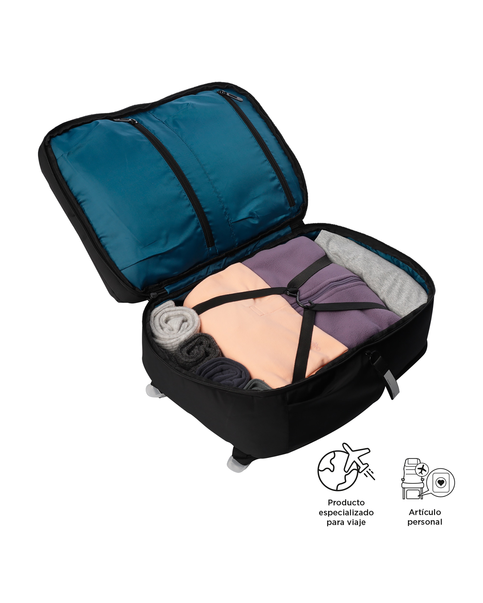 Mochila grande Elan Travel con capacidad 30 L - Totto - Negro Negro-6