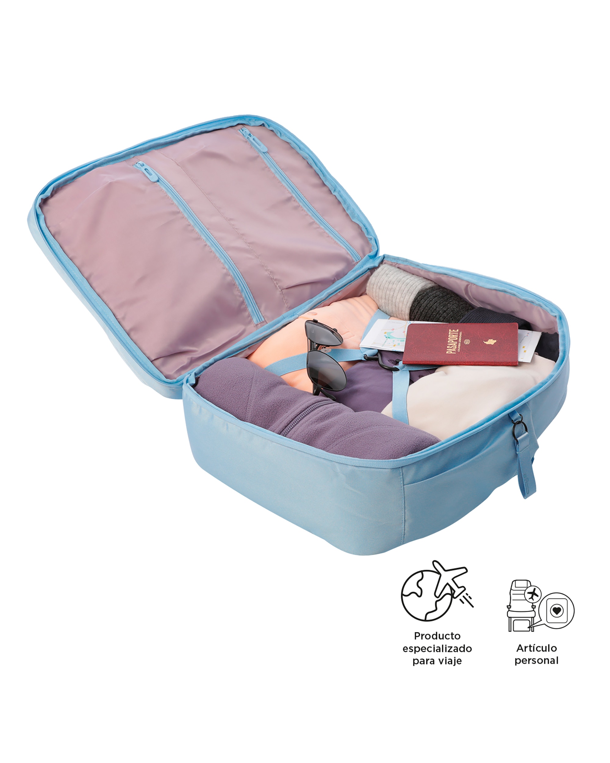 Mochila grande Elan Travel con capacidad 30 L - Totto - Azul claro Azul claro-6