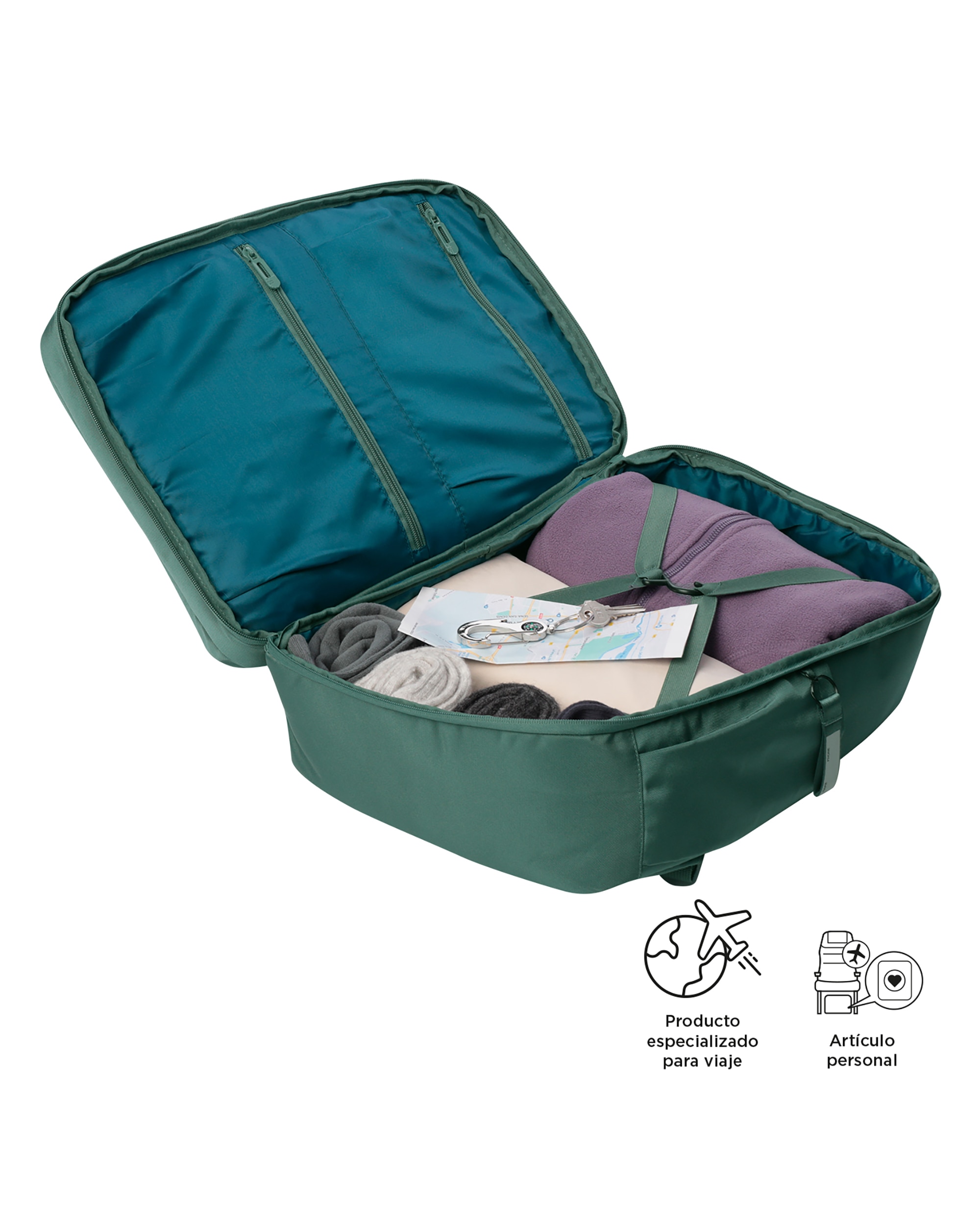 Mochila grande Elan Travel con capacidad 30 L - Totto - Verde oscuro Verde oscuro-5