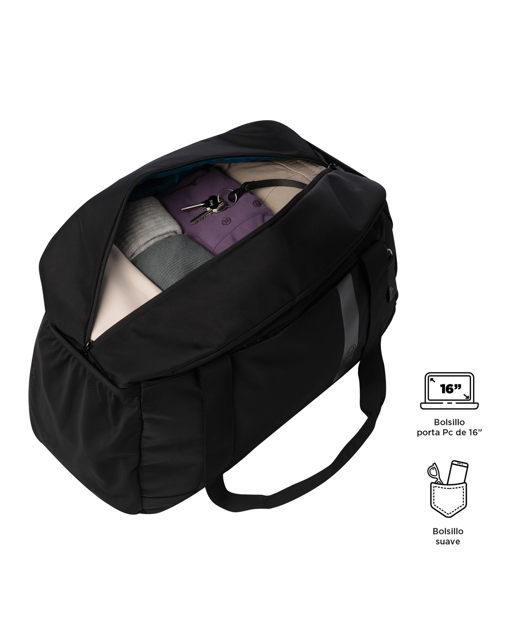 Bolsa grande Elan con capacidad 33 L - Totto - Negro Negro-4