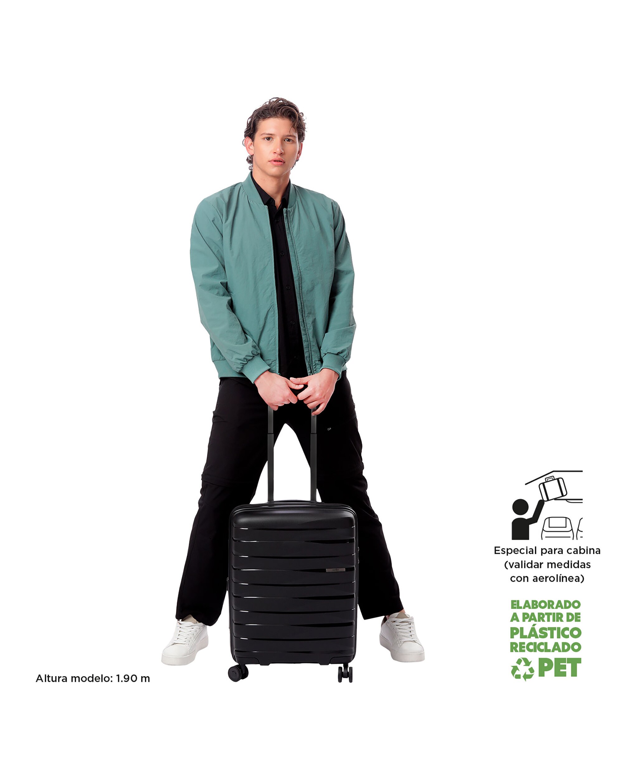 Maleta de cabina glide s rígida con capacidad de 42.40l - Totto - Negro Negro-3