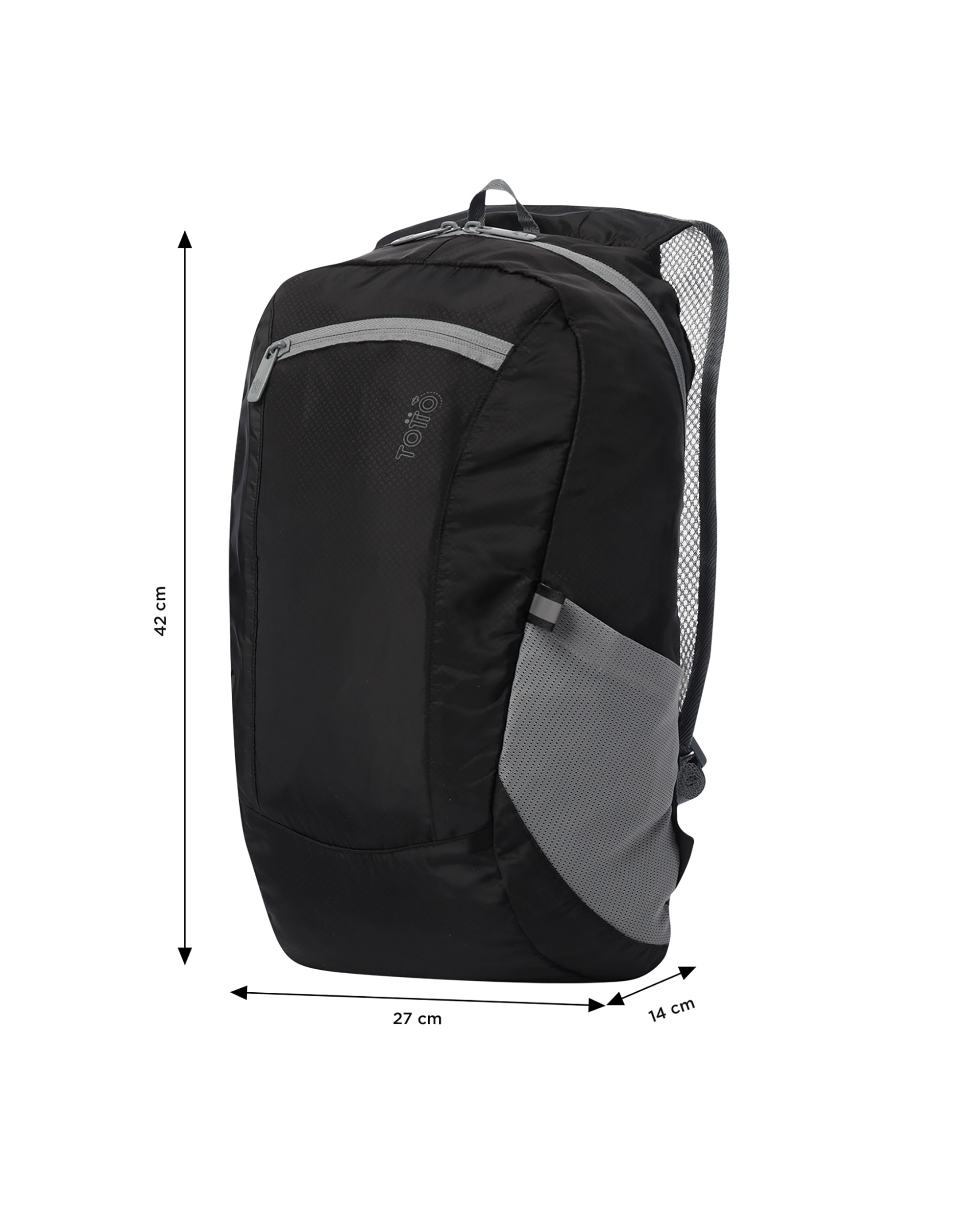 Mochila grande Plegable Troker 15 con capacidad 15 L - Totto - Negro Negro-4