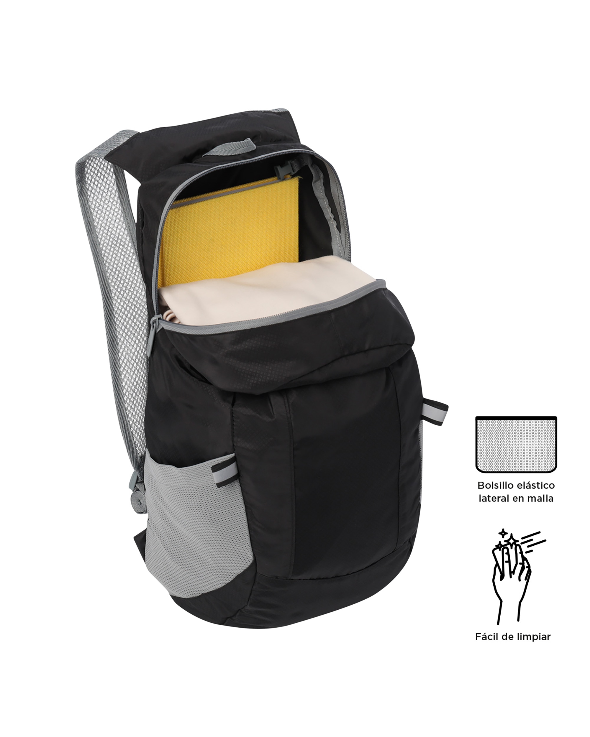 Mochila grande Plegable Troker 15 con capacidad 15 L - Totto - Negro Negro-5