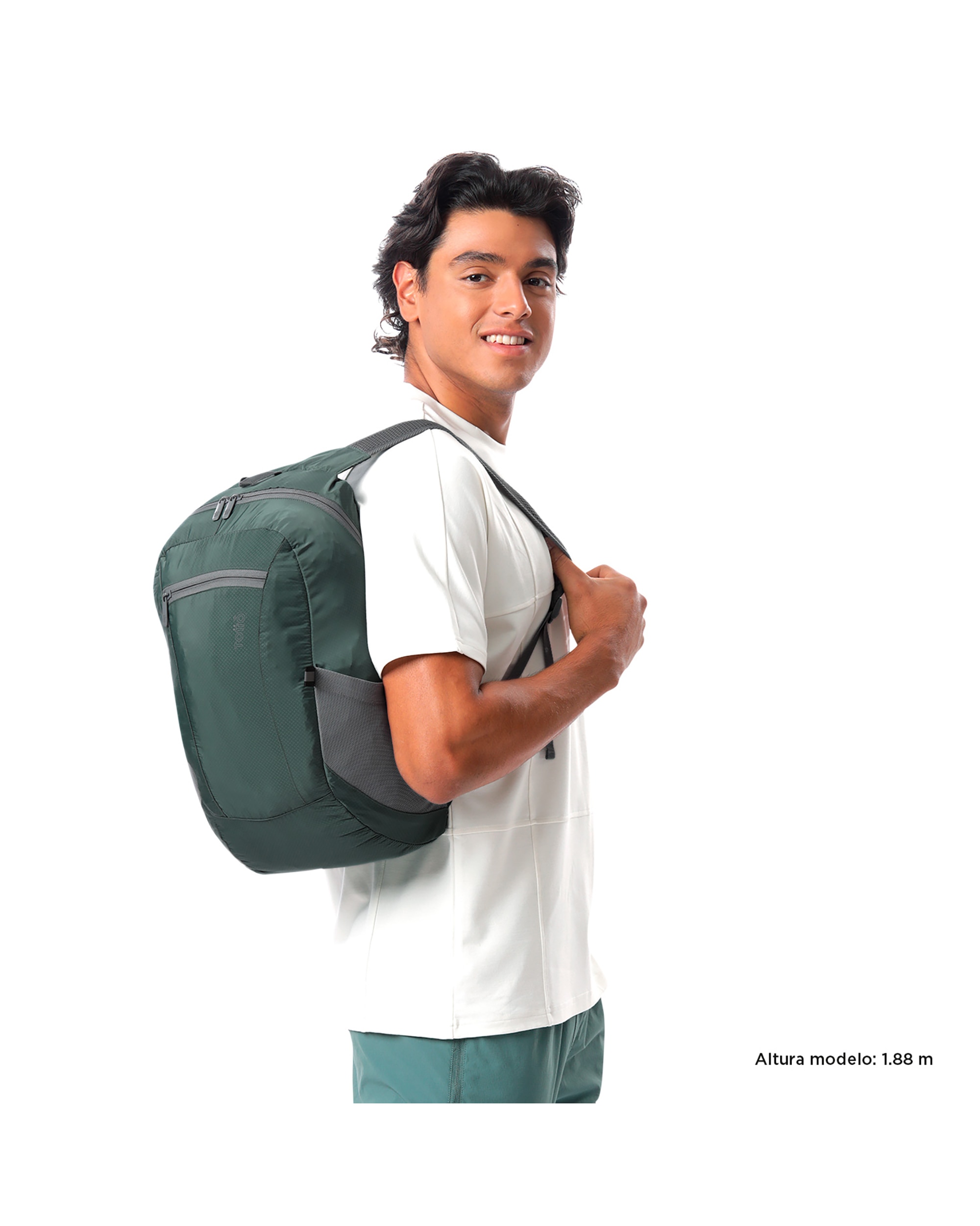 Mochila grande Plegable Troker 15 con capacidad 15 L - Totto - Verde oscuro Verde oscuro-3