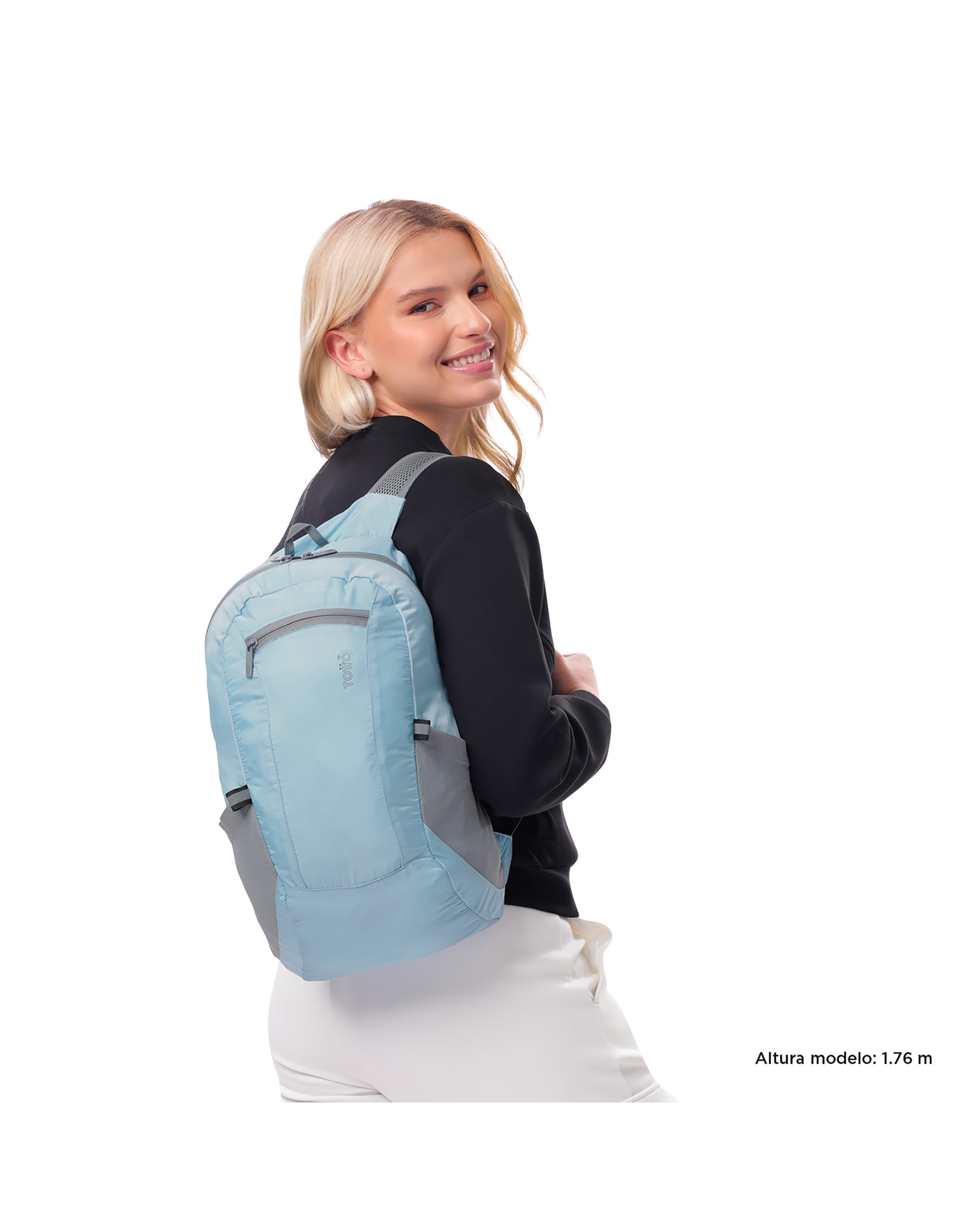 Mochila grande Plegable Troker 15 con capacidad 15 L - Totto - Azul claro Azul claro-3