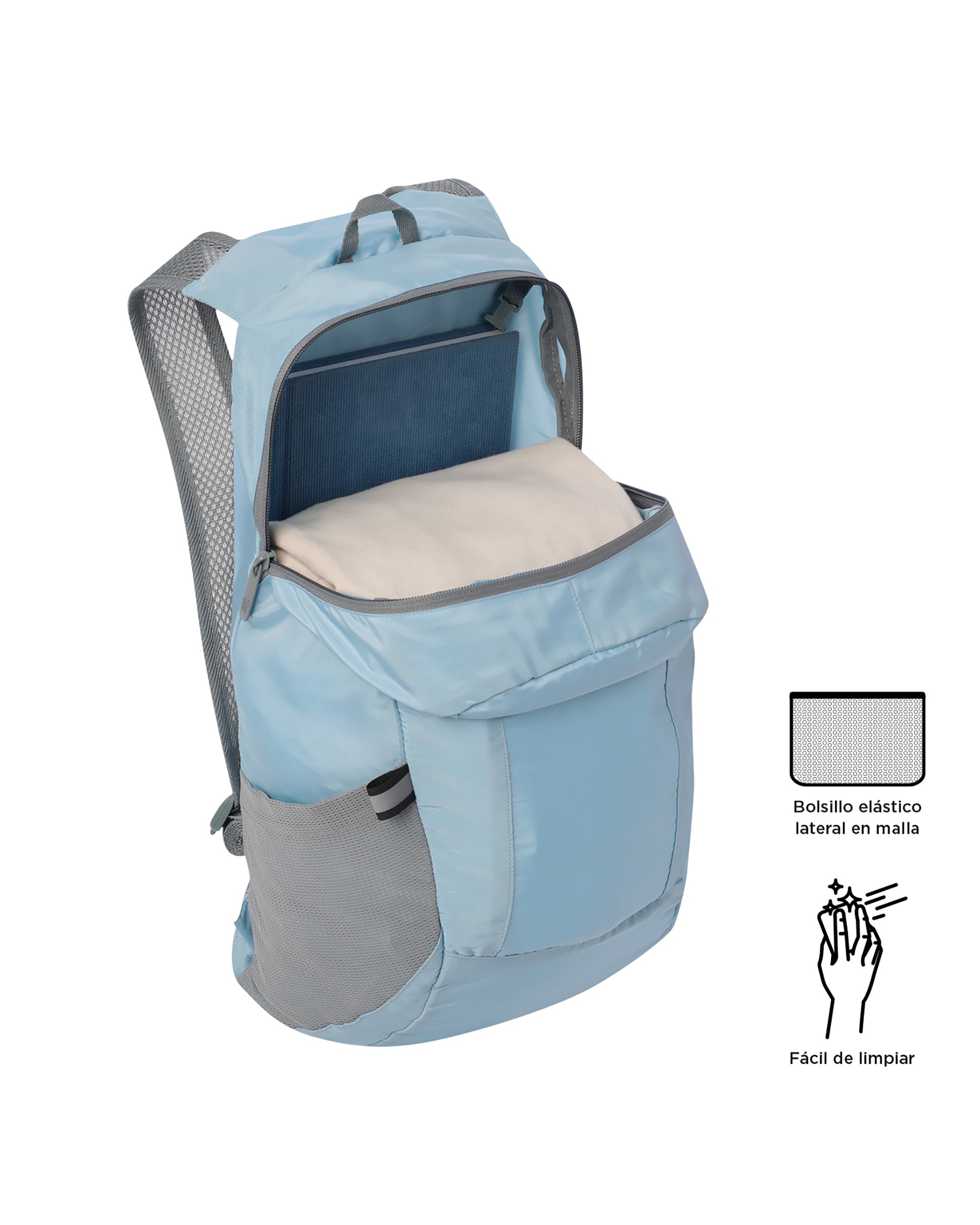 Mochila grande Plegable Troker 15 con capacidad 15 L - Totto - Azul claro Azul claro-5