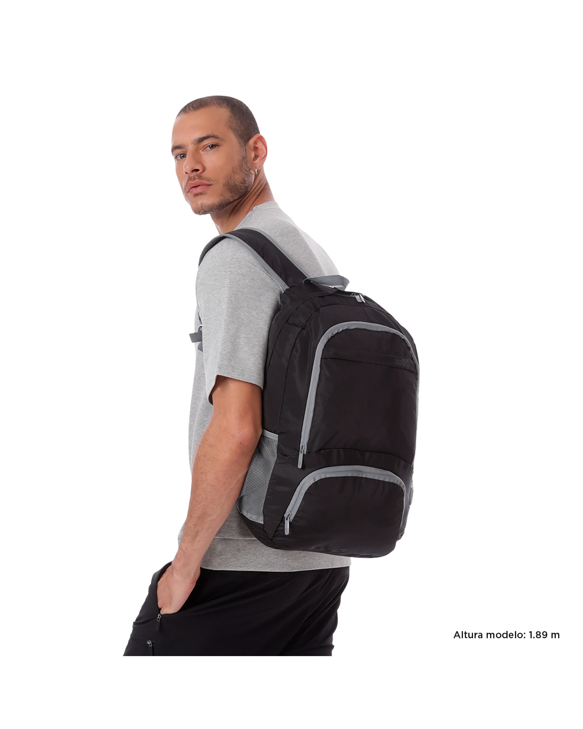 Mochila grande Plegable Syncro 27 con capacidad 22 L - Totto - Negro Negro-3
