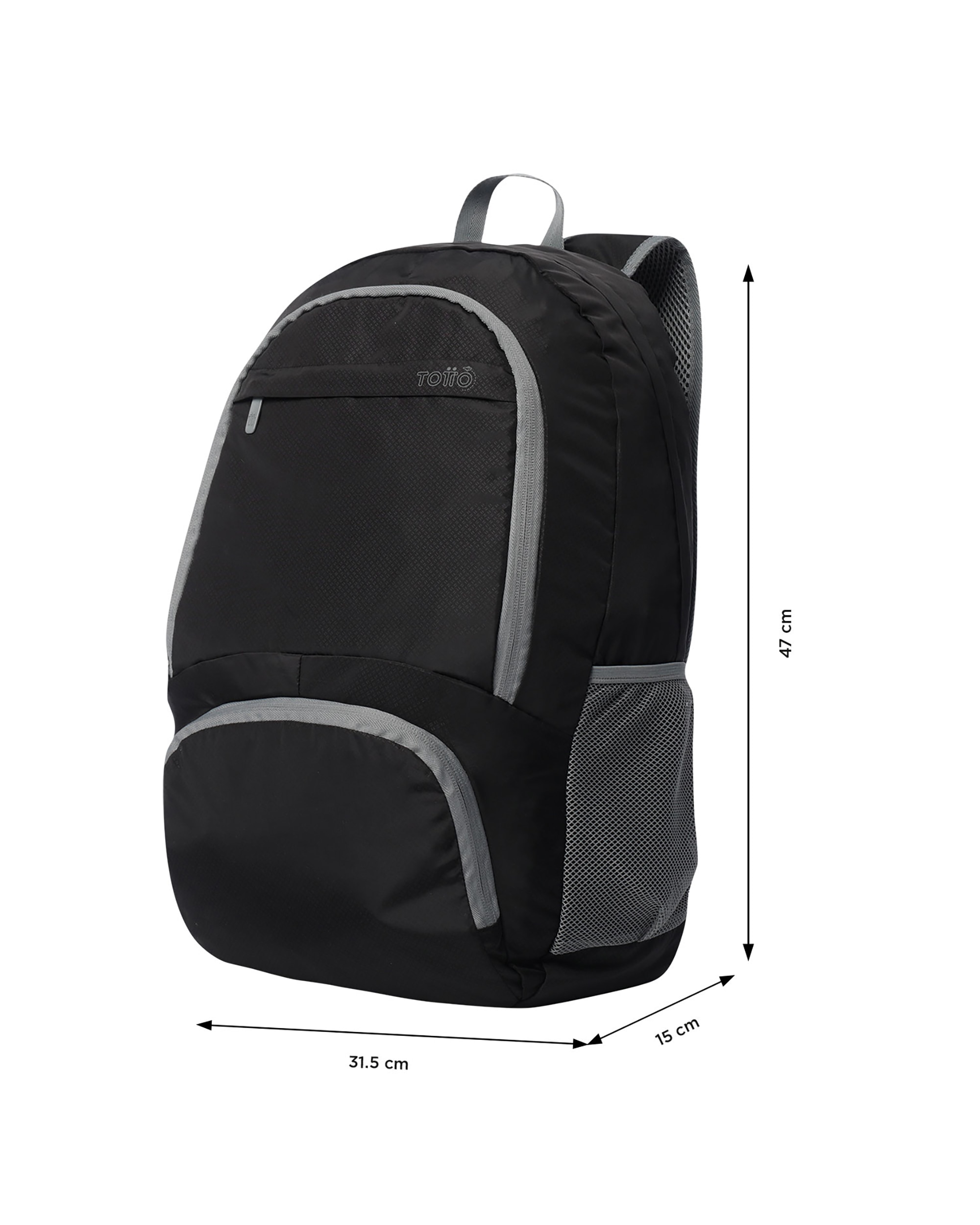 Mochila grande Plegable Syncro 27 con capacidad 22 L - Totto - Negro Negro-4