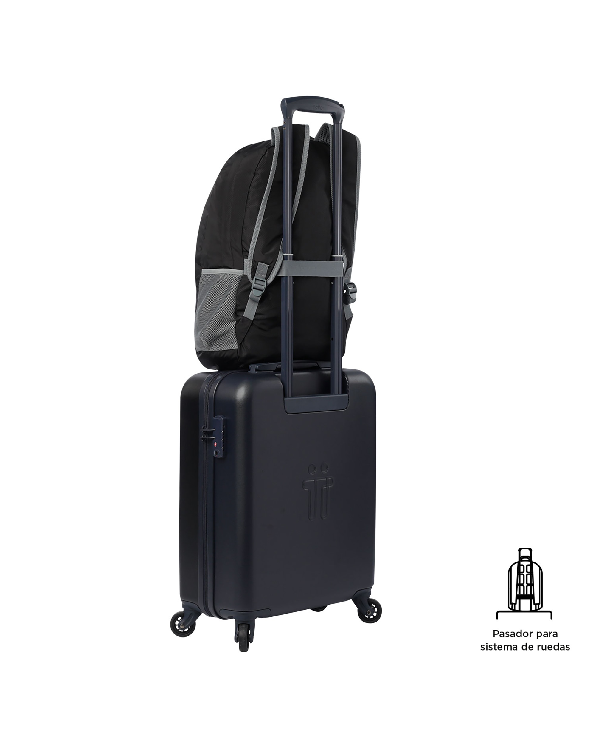 Mochila grande Plegable Syncro 27 con capacidad 22 L - Totto - Negro Negro-6