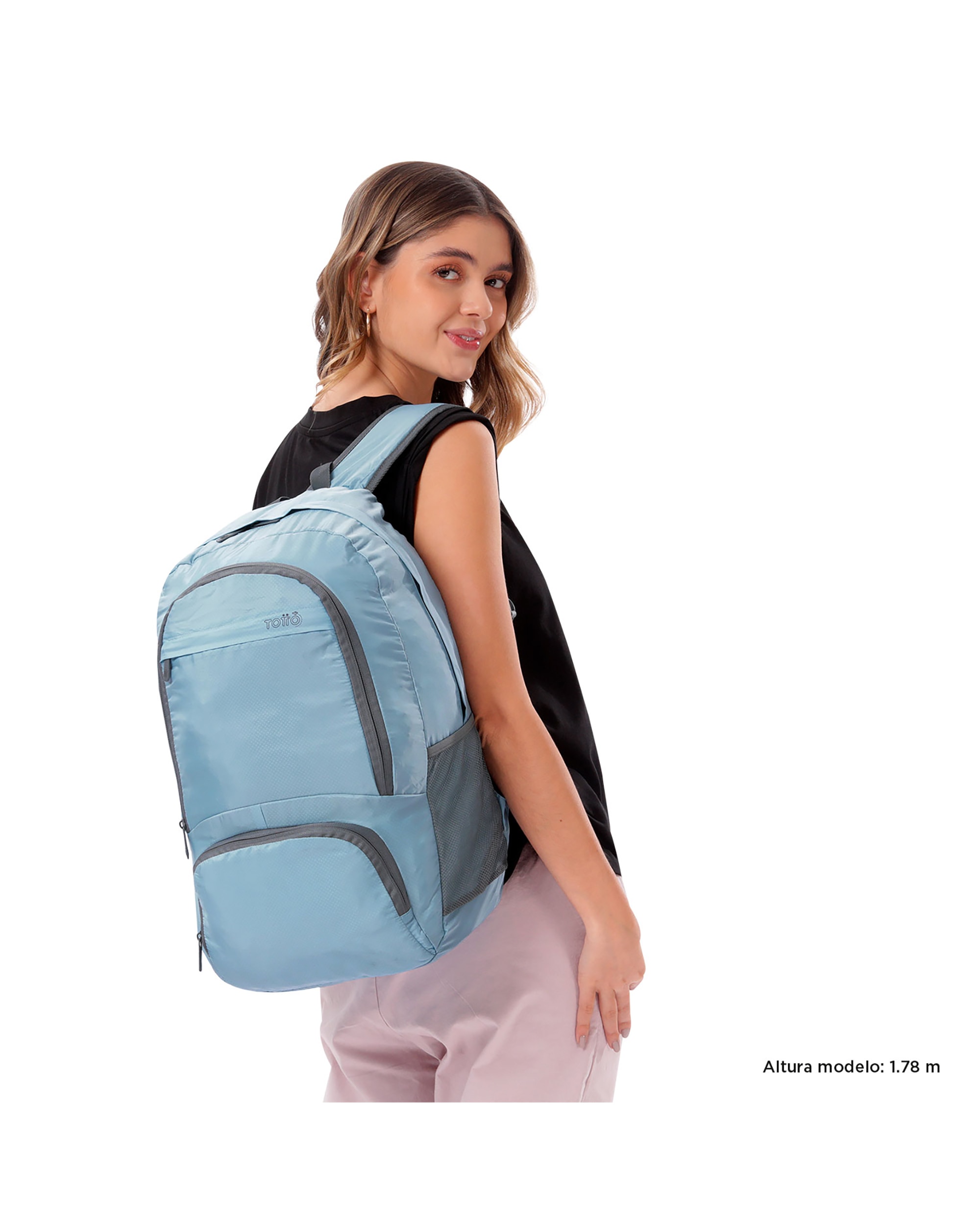 Mochila grande Plegable Syncro 27 con capacidad 22 L - Totto - Azul claro Azul claro-3