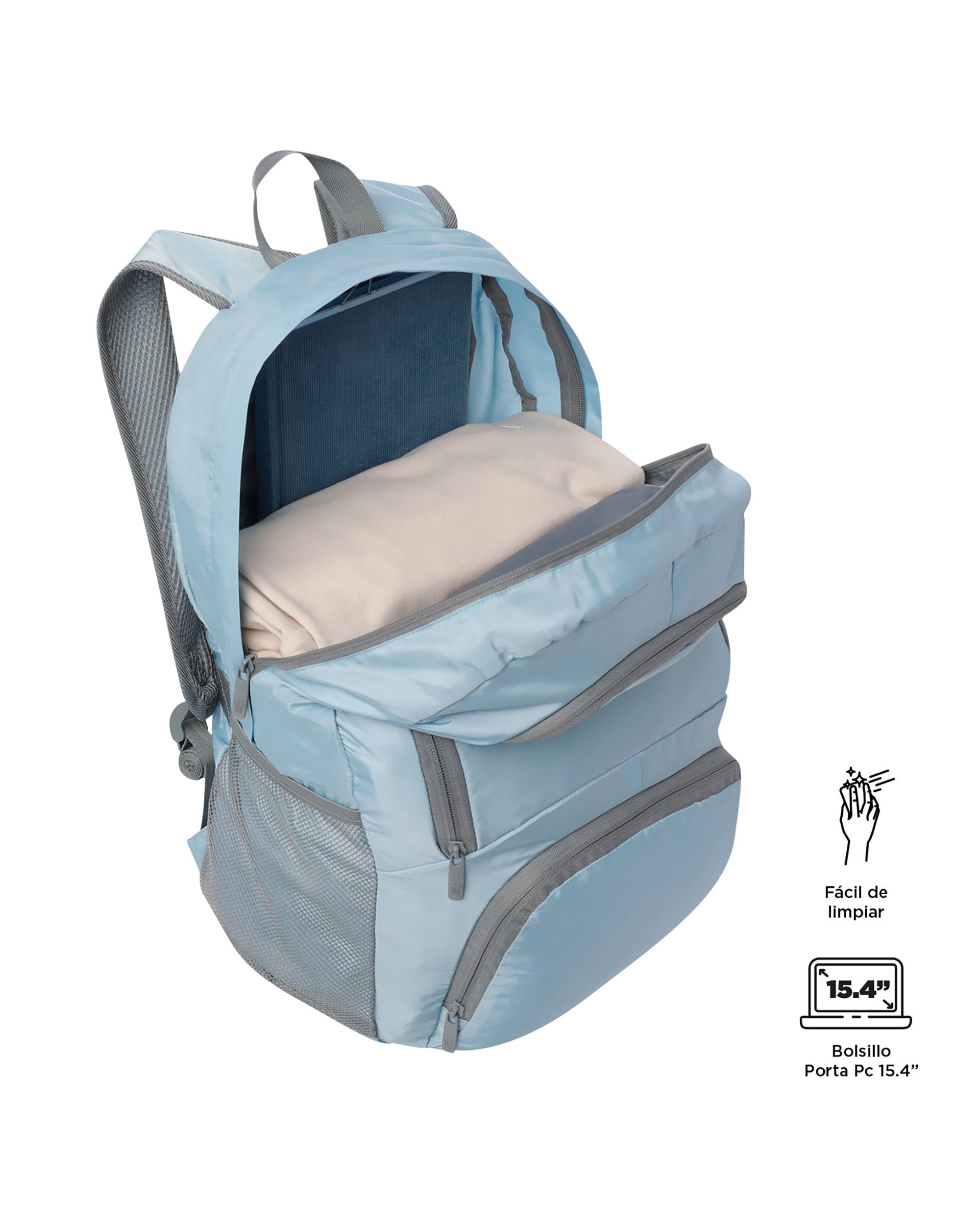 Mochila grande Plegable Syncro 27 con capacidad 22 L - Totto - Azul claro Azul claro-5