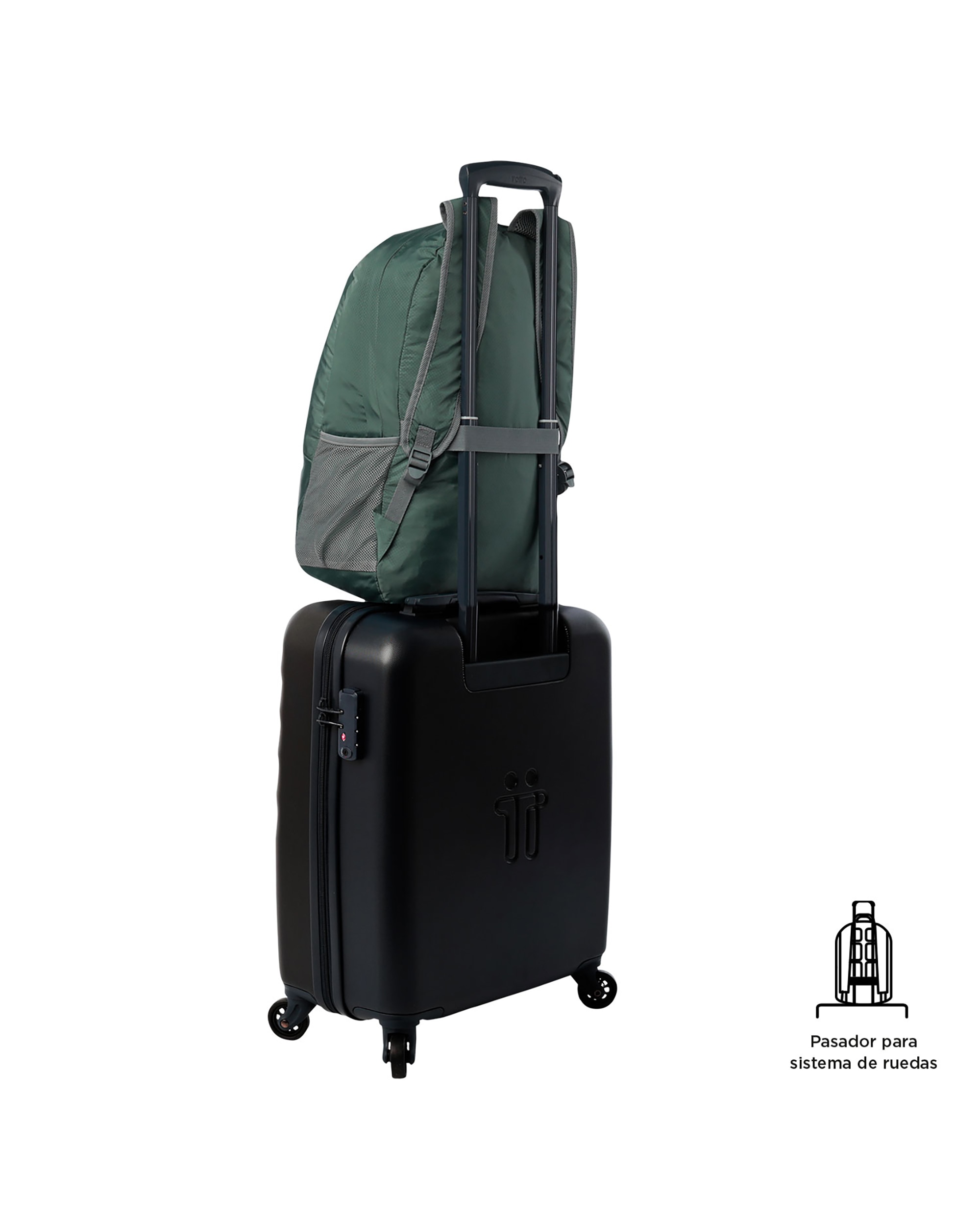 Mochila grande Plegable Syncro 27 con capacidad 22 L - Totto - Verde oscuro Verde oscuro-6