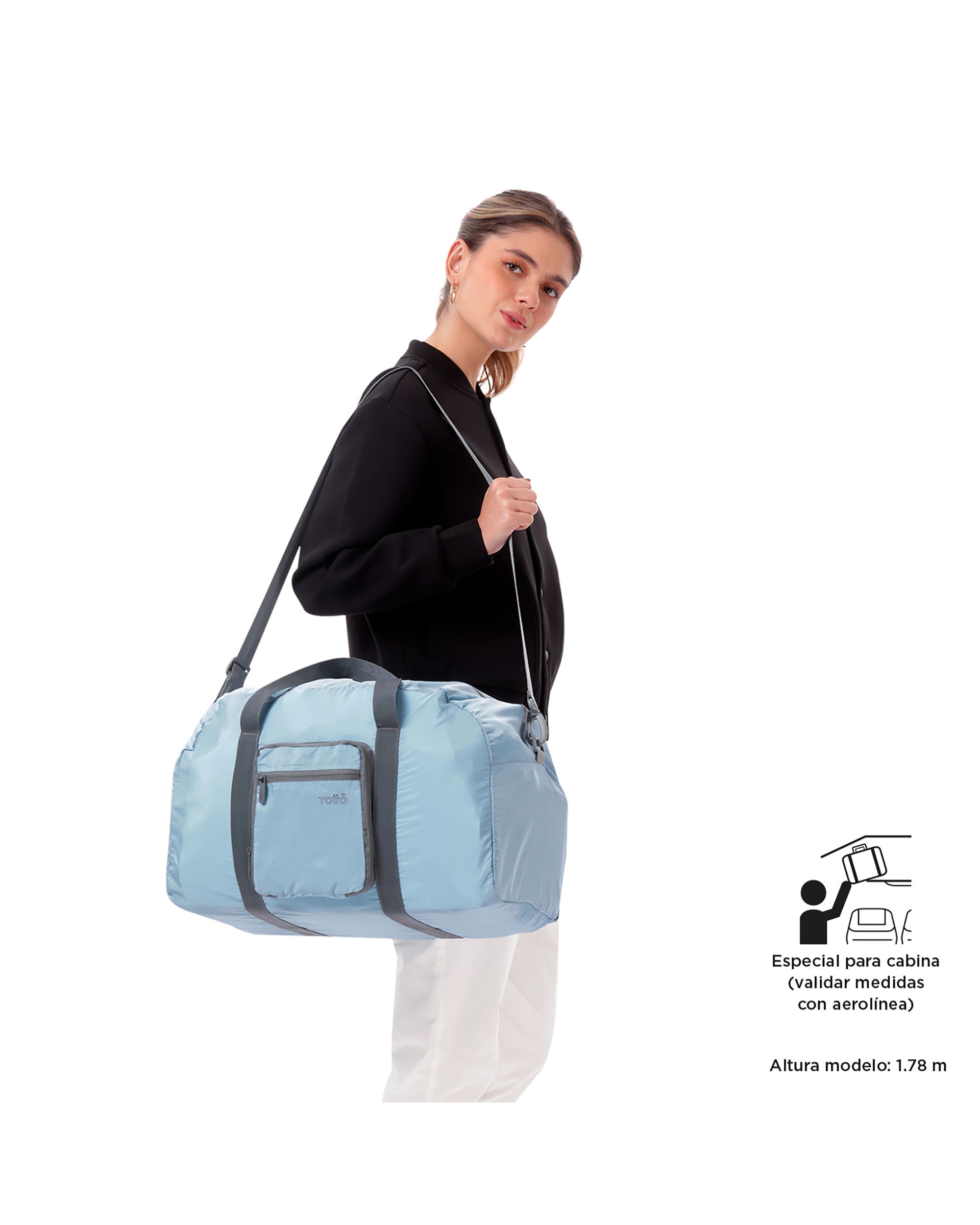 Bolsa grande Plegable Branel 38 con capacidad 38 L - Totto - Azul claro Azul claro-3