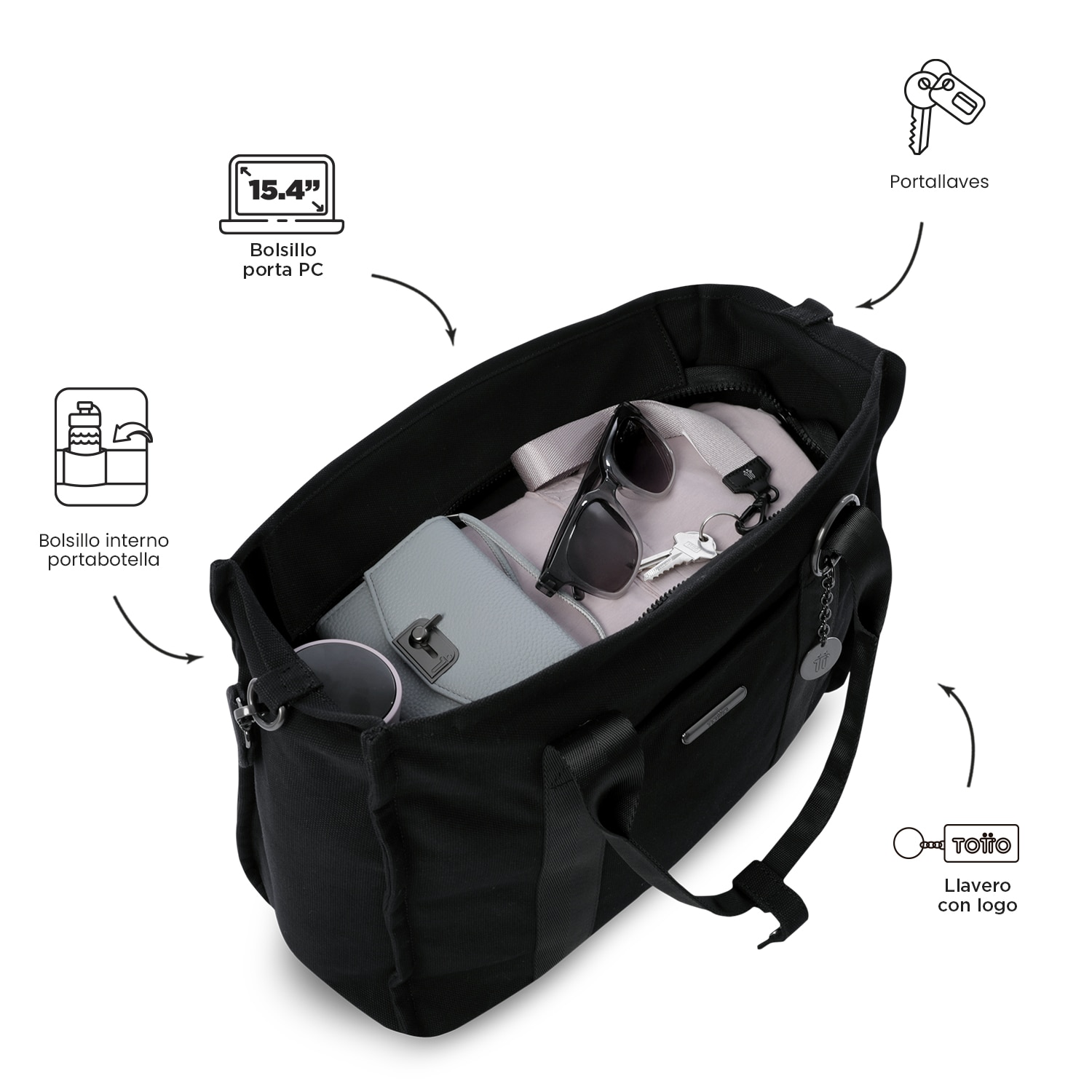 Bolso totto tote-bag para portátil de hasta 15.4 pulgadas Negro-5
