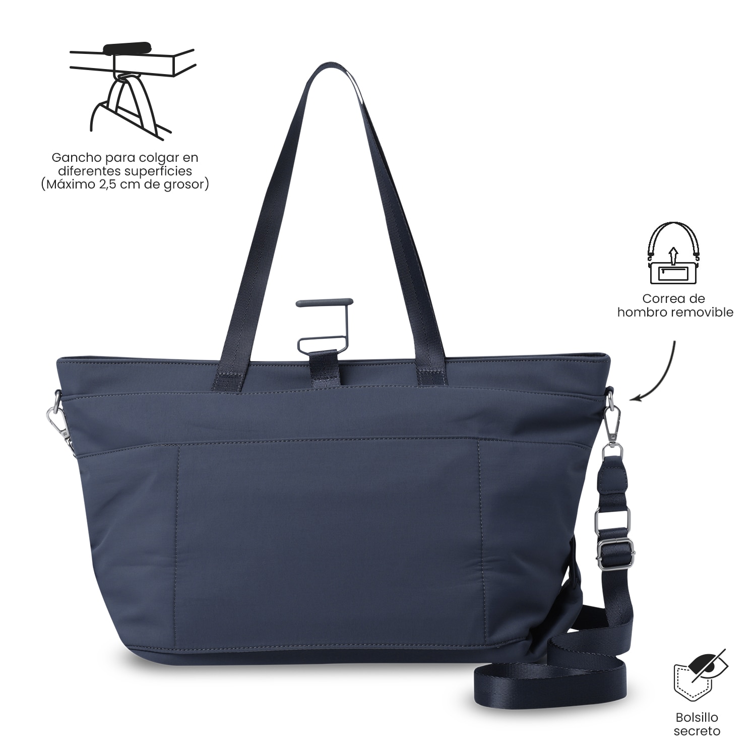 Bolso Totto Madrid grande 41 x 25 x 17 cm y capacidad de 17.42L Azul-4